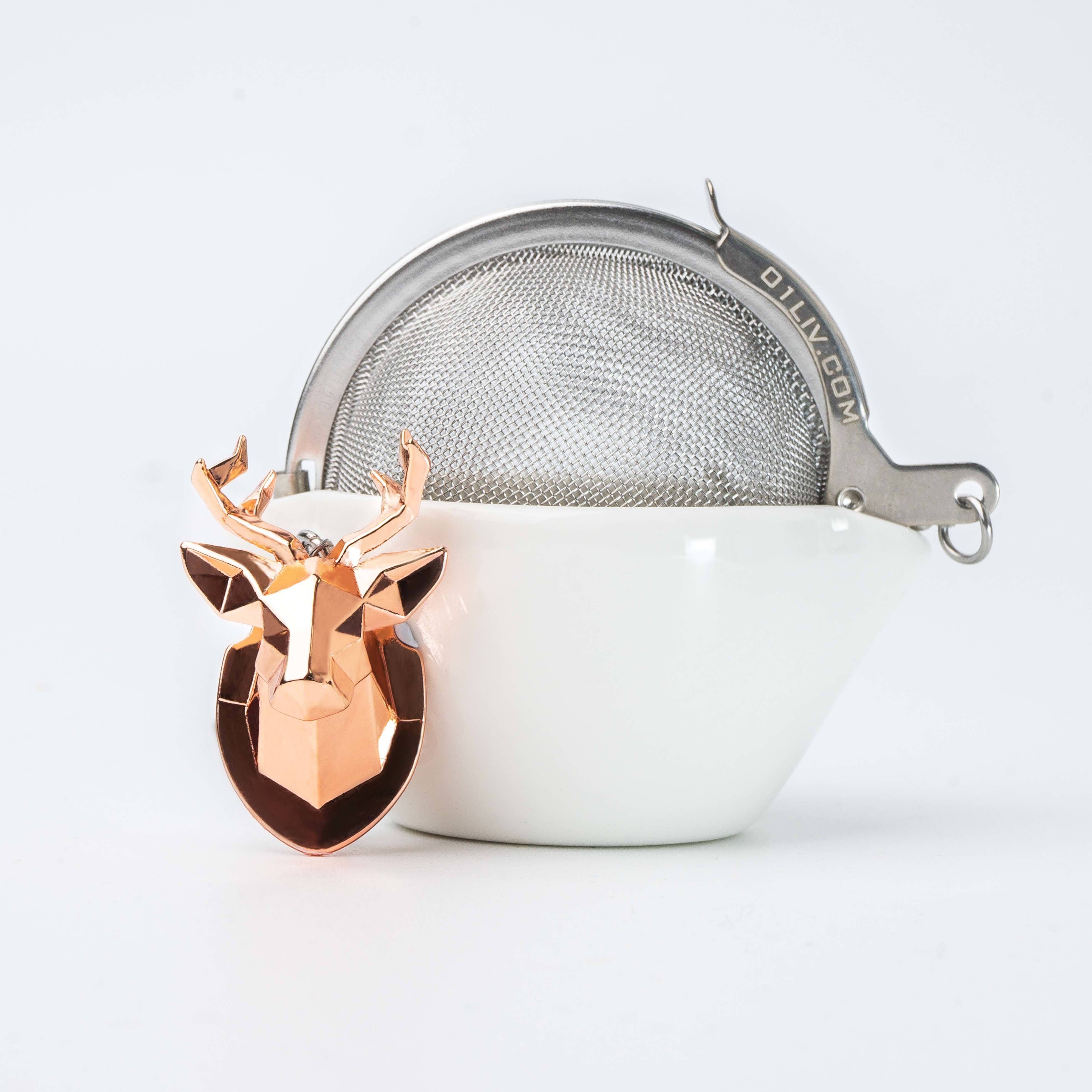 CHICHI 奇趣茶球 - 精緻吊飾系列 - 鹿頭（玫瑰金）