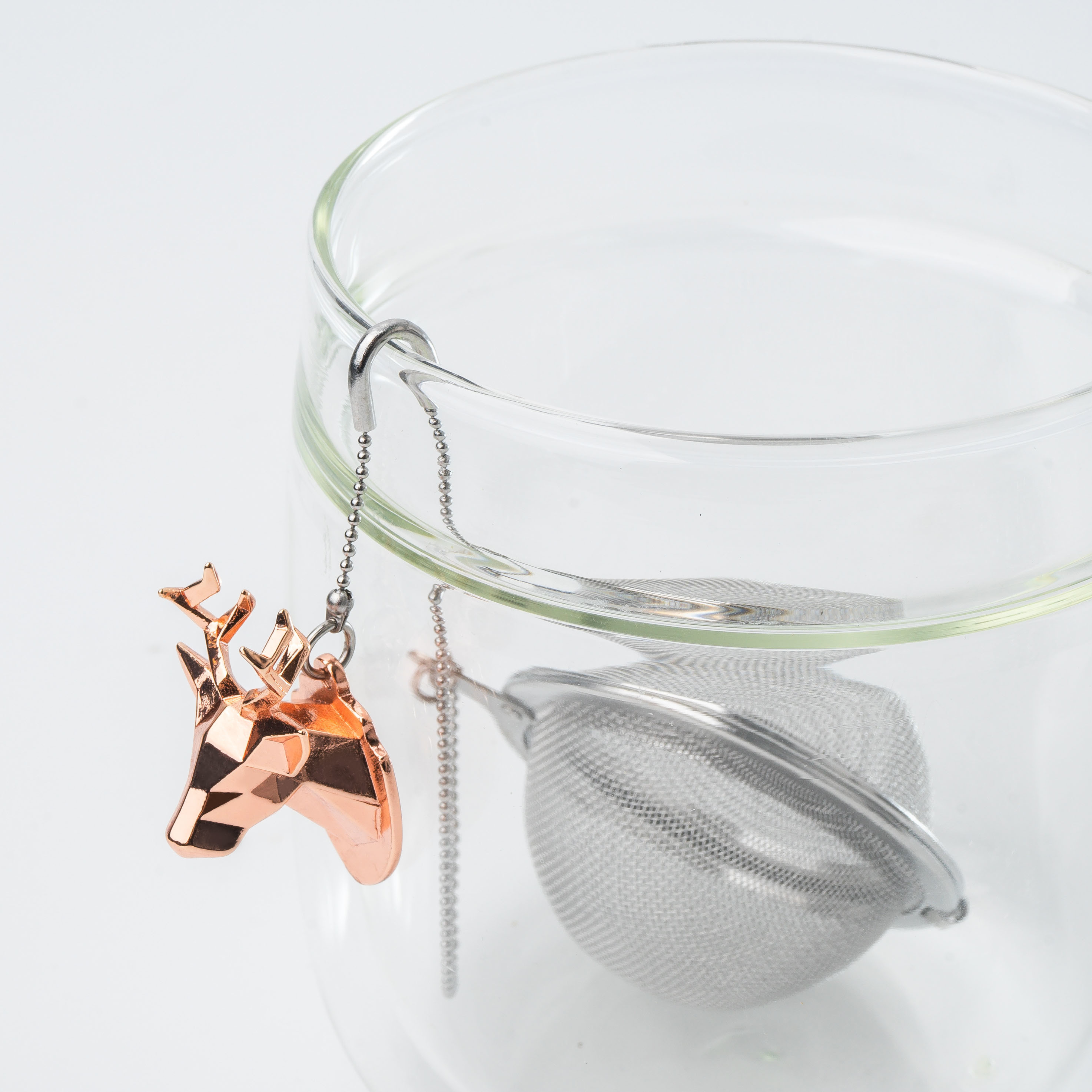 CHICHI 奇趣茶球 - 精緻吊飾系列 - 鹿頭（玫瑰金）