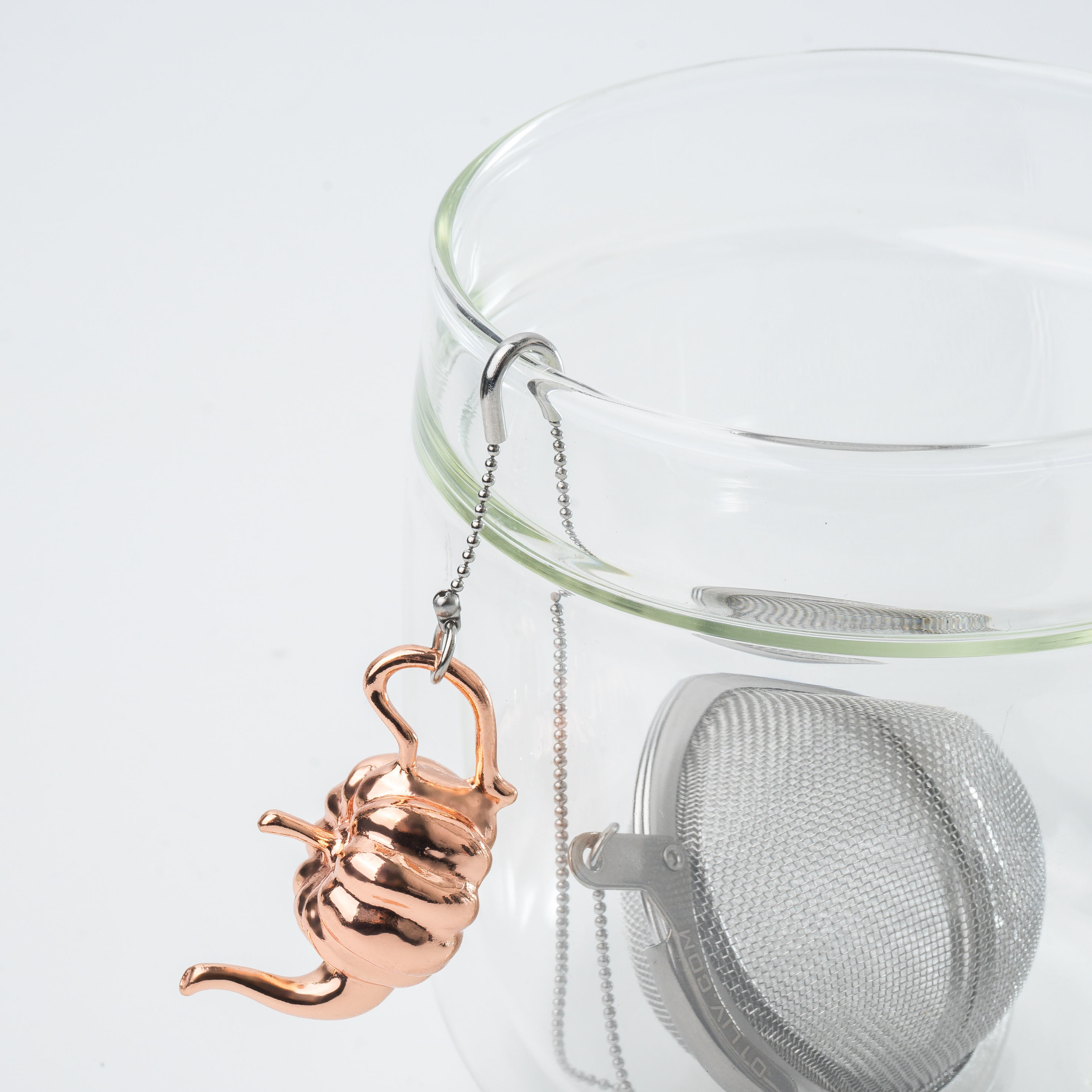 CHICHI 奇趣茶球 - 精緻吊飾系列 - 南瓜茶壺（玫瑰金）