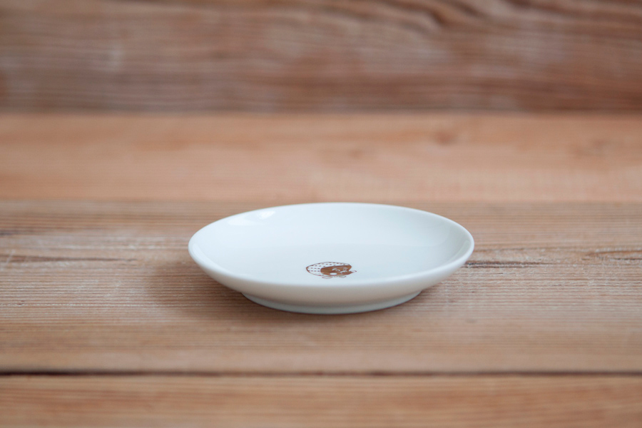 BARBAR - 紅白小皿 火男／白