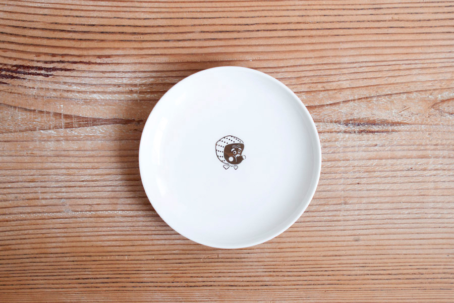 BARBAR - 紅白小皿 火男／白