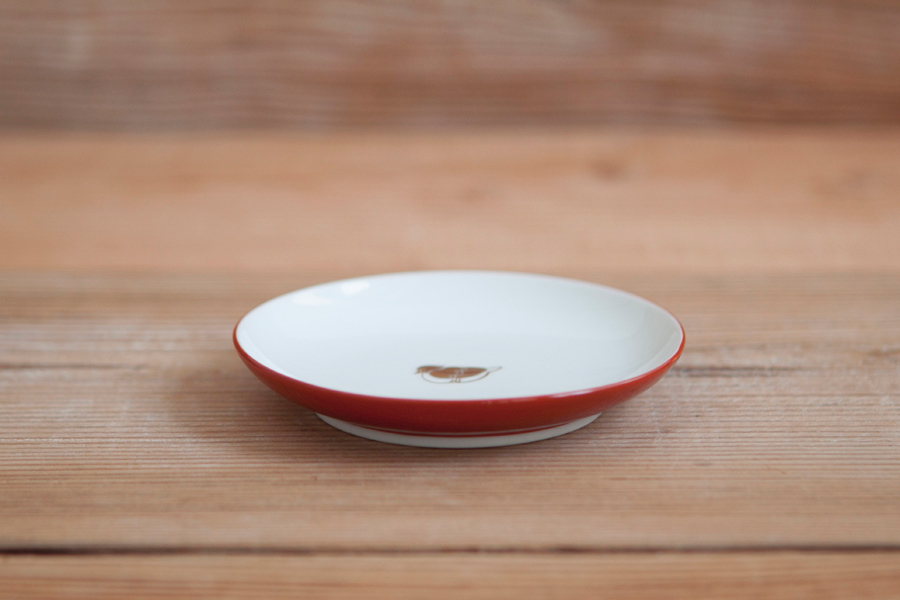 BARBAR - 紅白小皿 鴛鴦夫婦／紅(雌鳥)