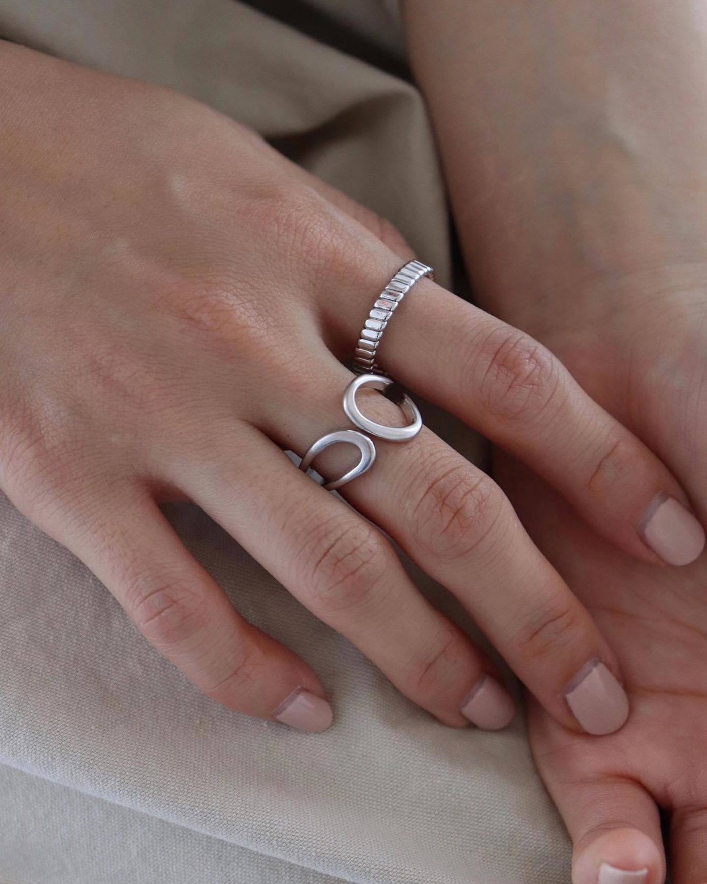 韓國霧金屬戒指兩入組。兩色