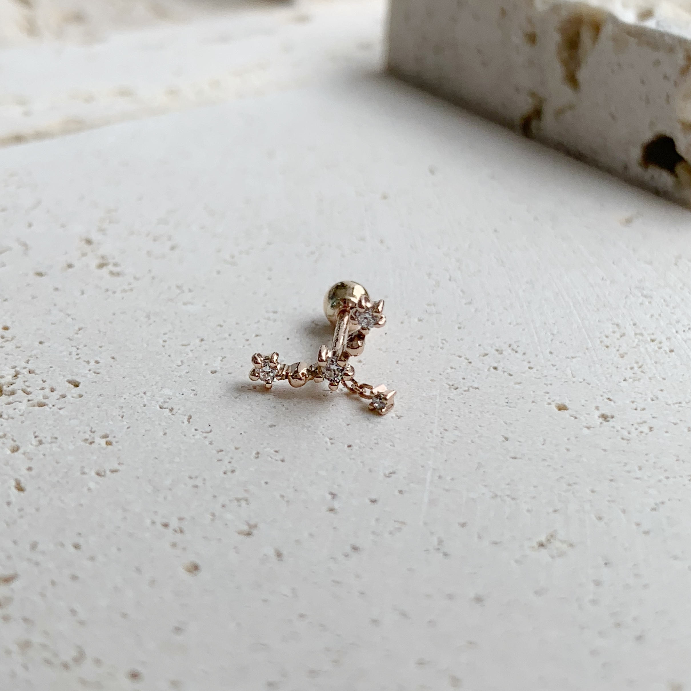 14K Stardust真鑽轉珠耳環