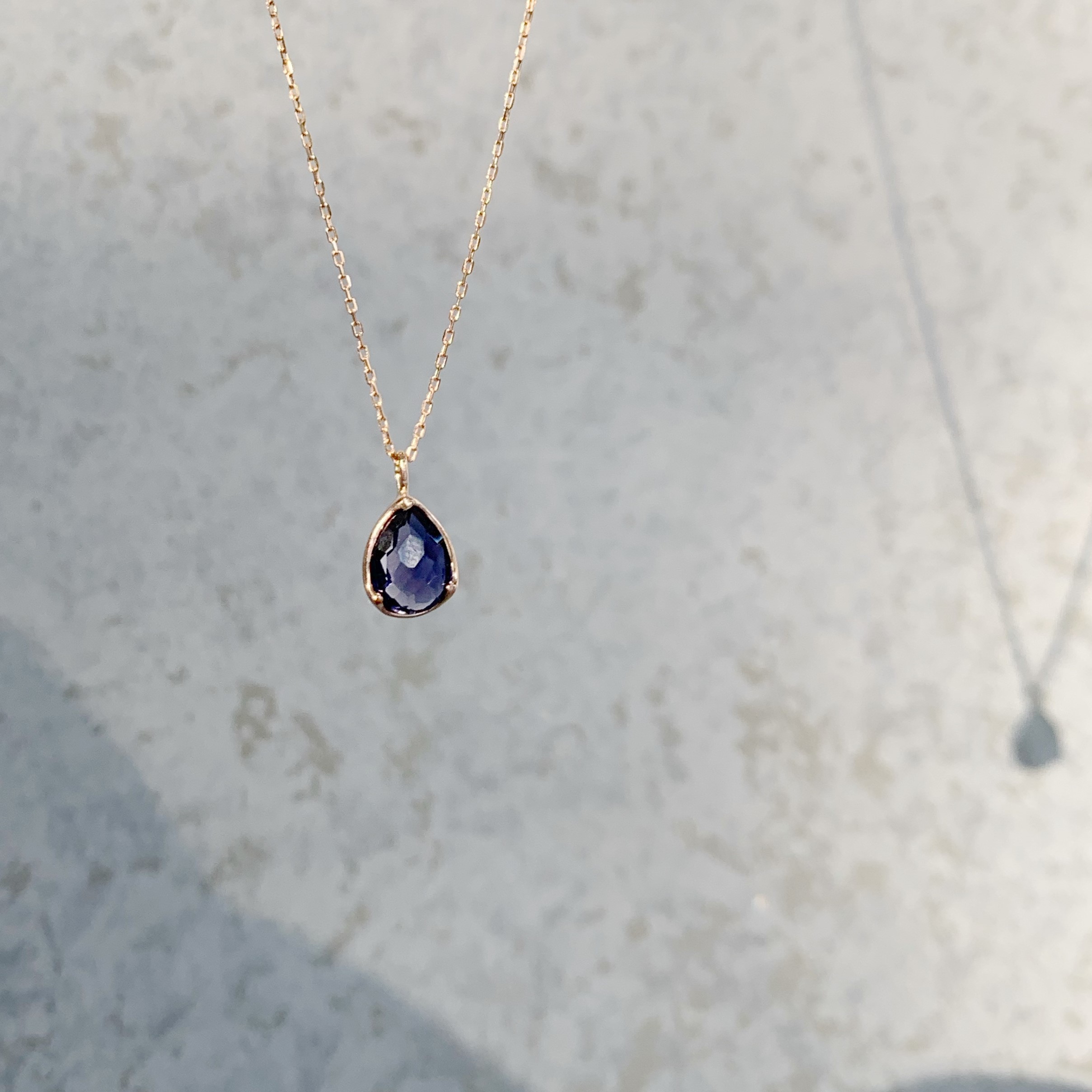 14K大三爪水滴堇青石項鍊