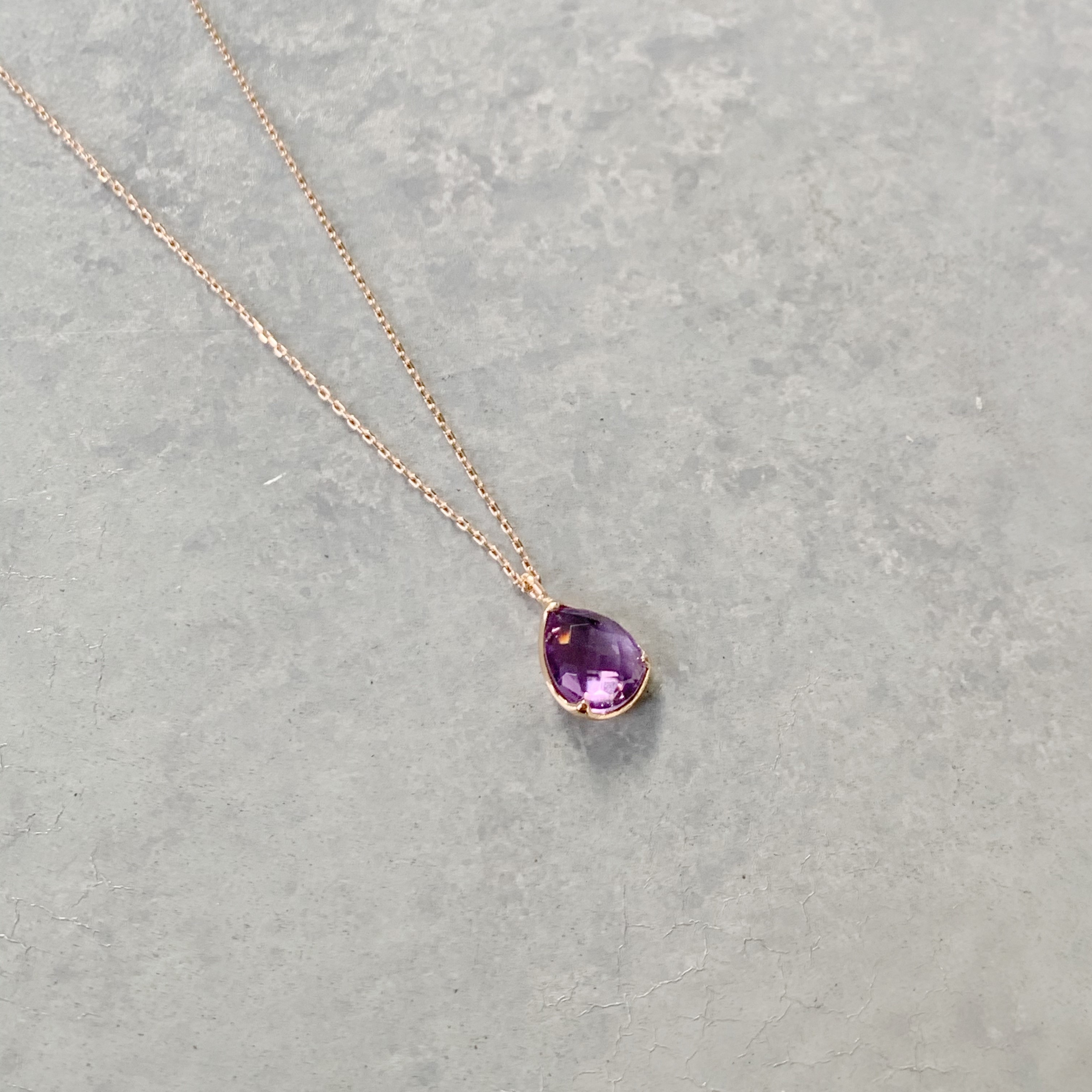 14K大三爪水滴紫水晶項鍊