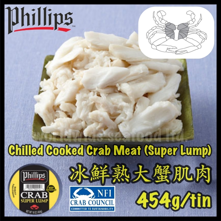 Super Lump Crab Meat is composed mostly of broken jumbo