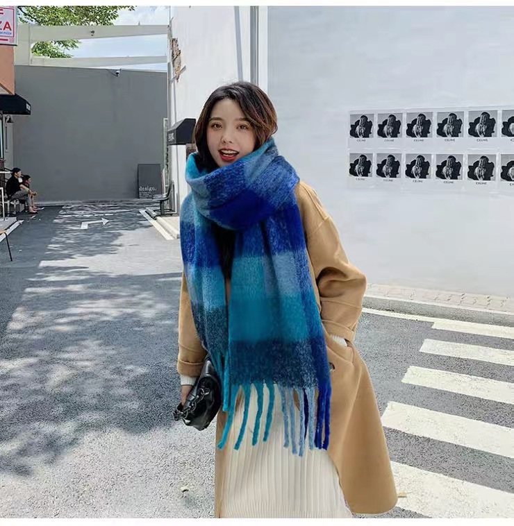 繽紛混色羊絨圍巾/四色