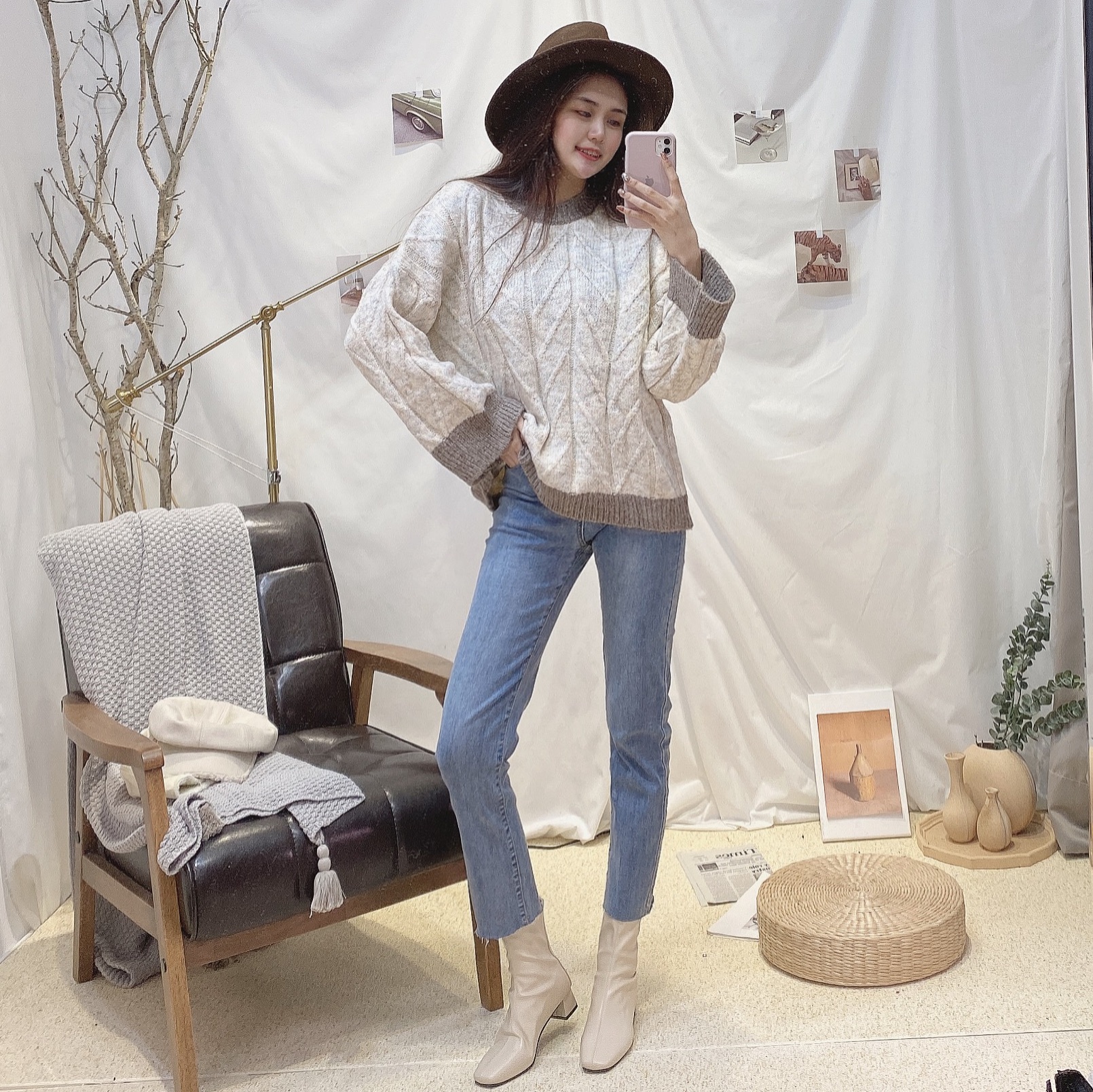 韓系霧皮粗跟短靴/二色