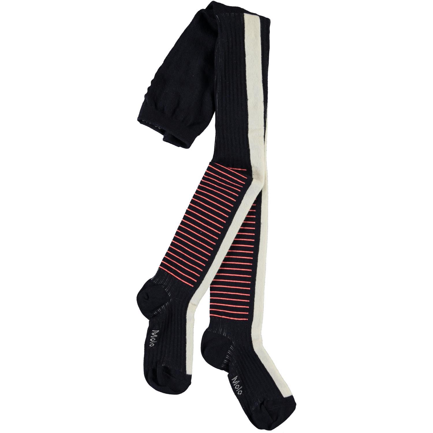 〖 Molo 〗深藍亮橘條褲襪