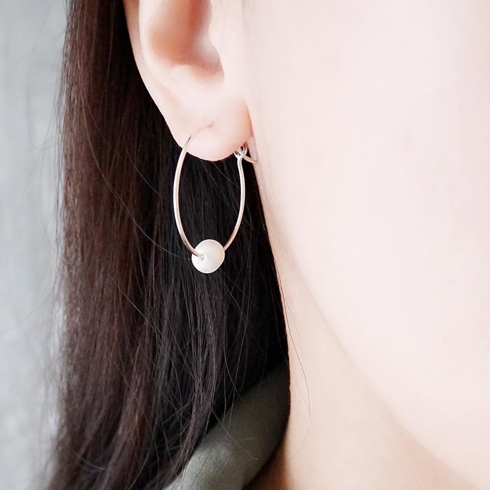 巴黎夕陽紅純銀耳環(銀色/淡水珍珠)/SE516S