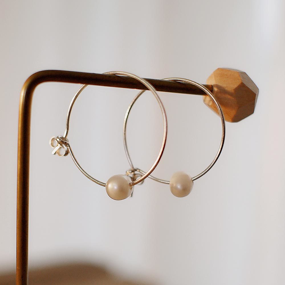 巴黎夕陽紅純銀耳環(銀色/淡水珍珠)/SE516S