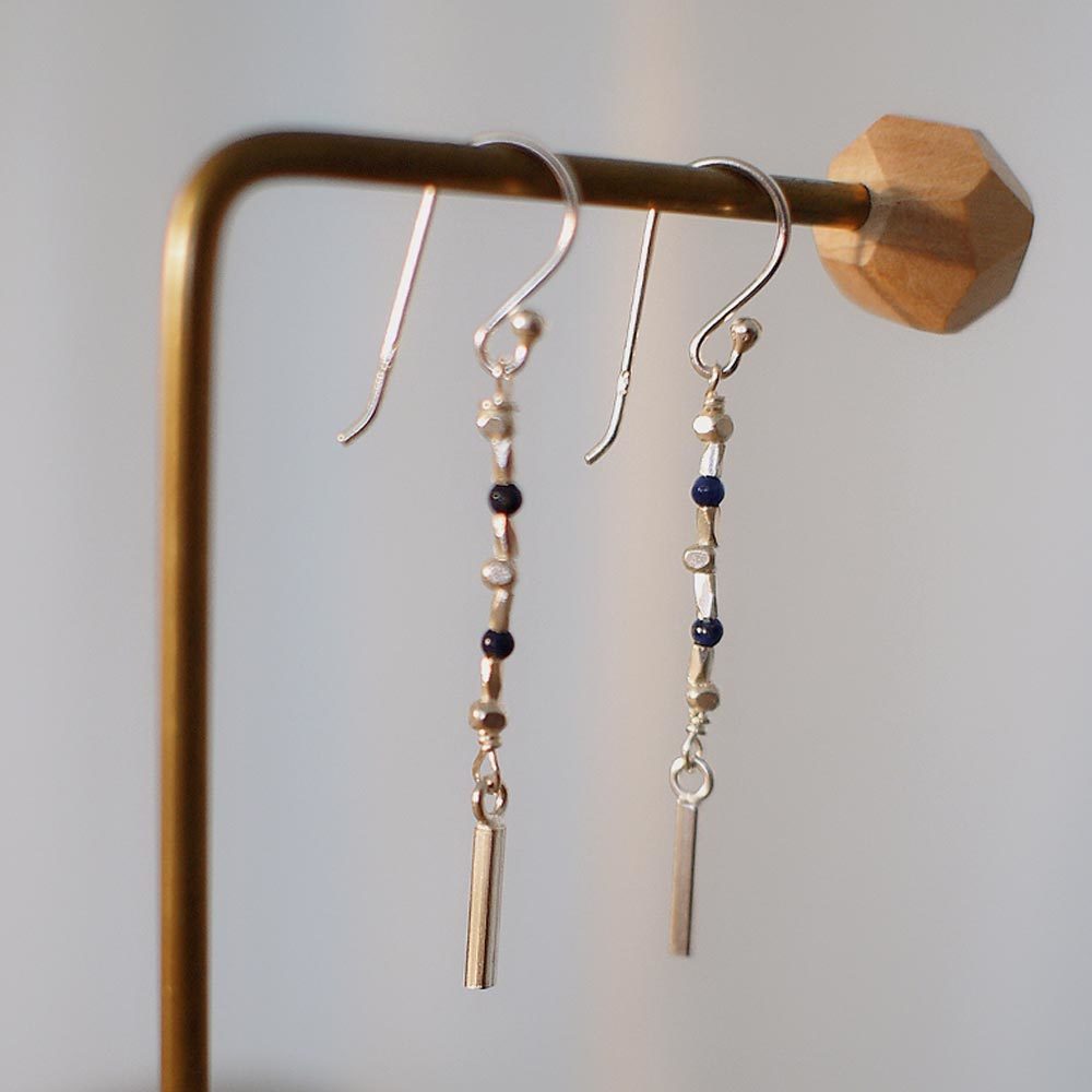 慵懶小酒吧純銀耳環(銀色/青金石)/SE762S