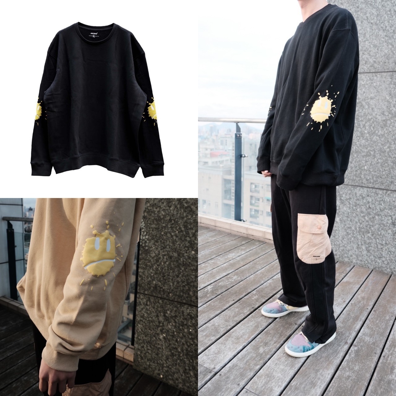 [現貨] AKZIN  新款寬鬆哭臉衛衣