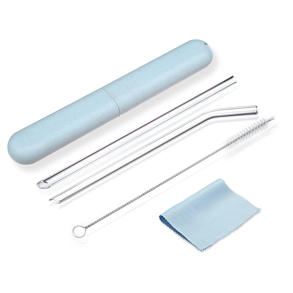 FS2 斜口環保耐熱玻璃吸管五件組