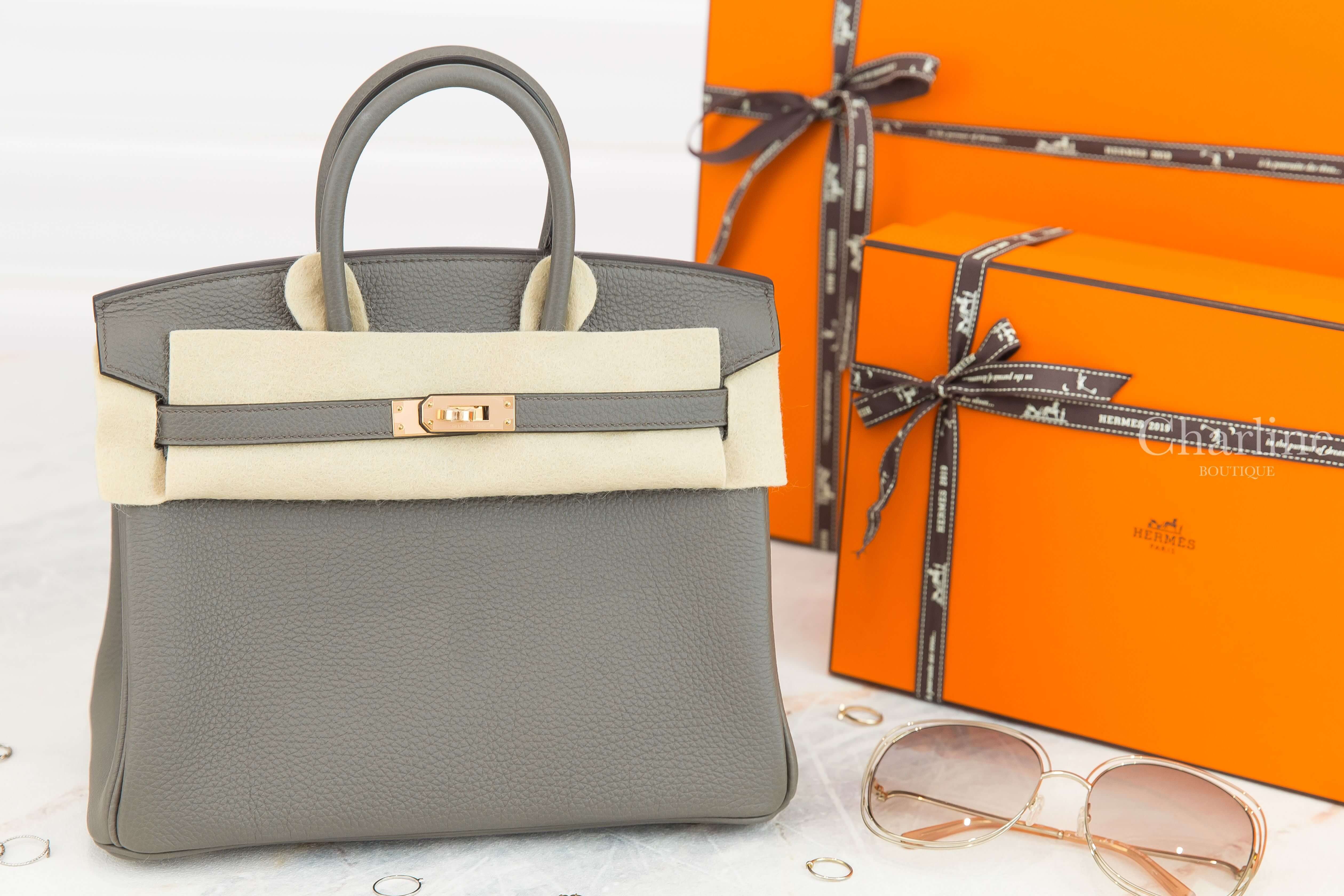 Hermès Birkin 25cm 8F Etain Togo 錫器灰玫瑰金釦鉑金包