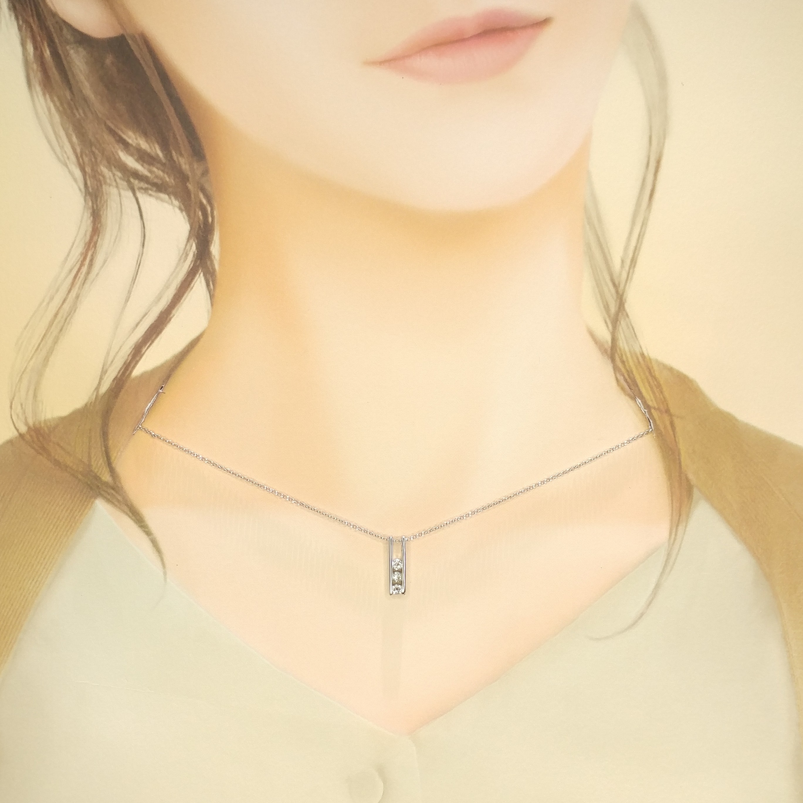 全新18K白金24份鑽石吊墜