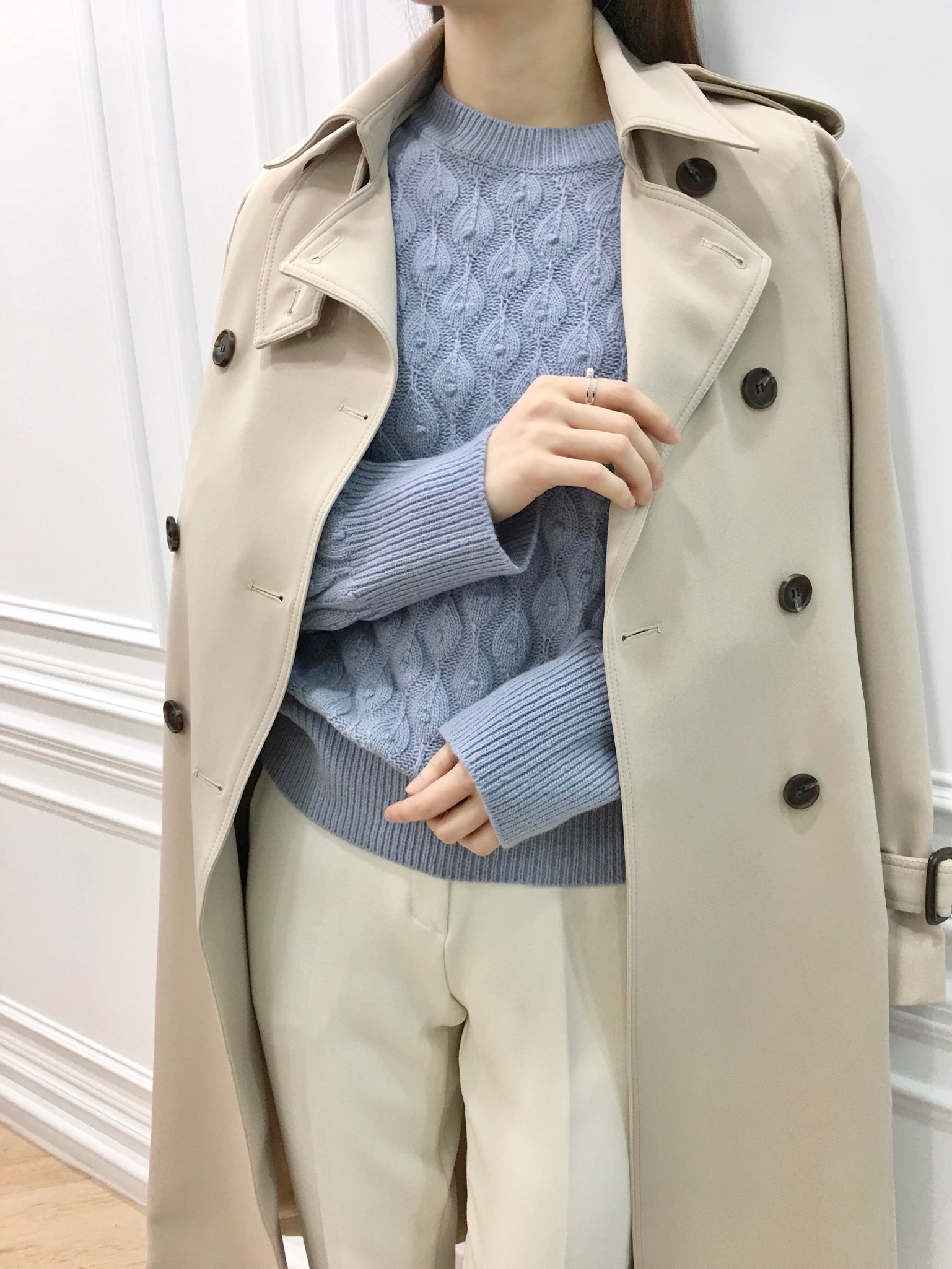 水滴織紋圓領毛衣