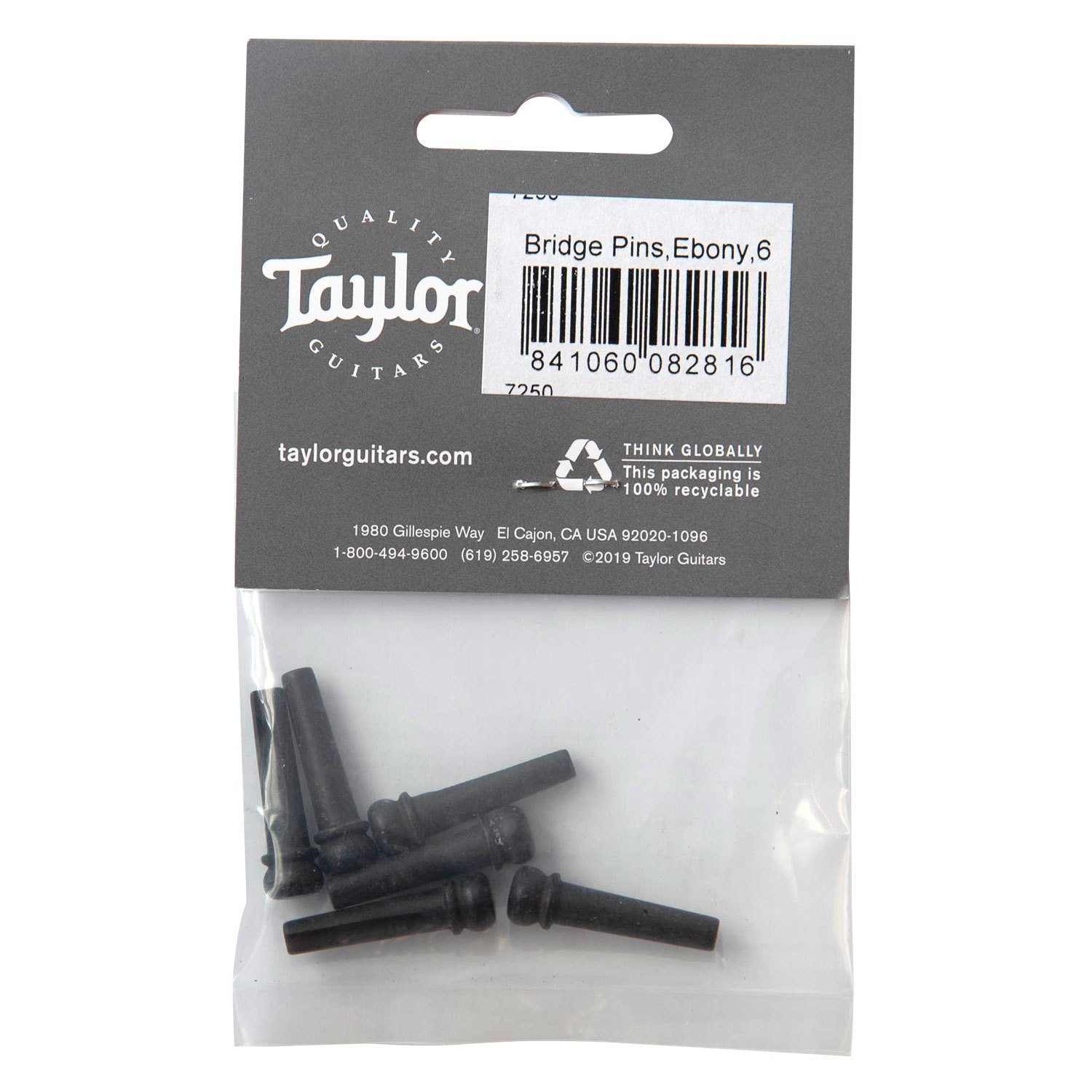 Taylor 7250 黑檀木弦釘 木吉他弦釘