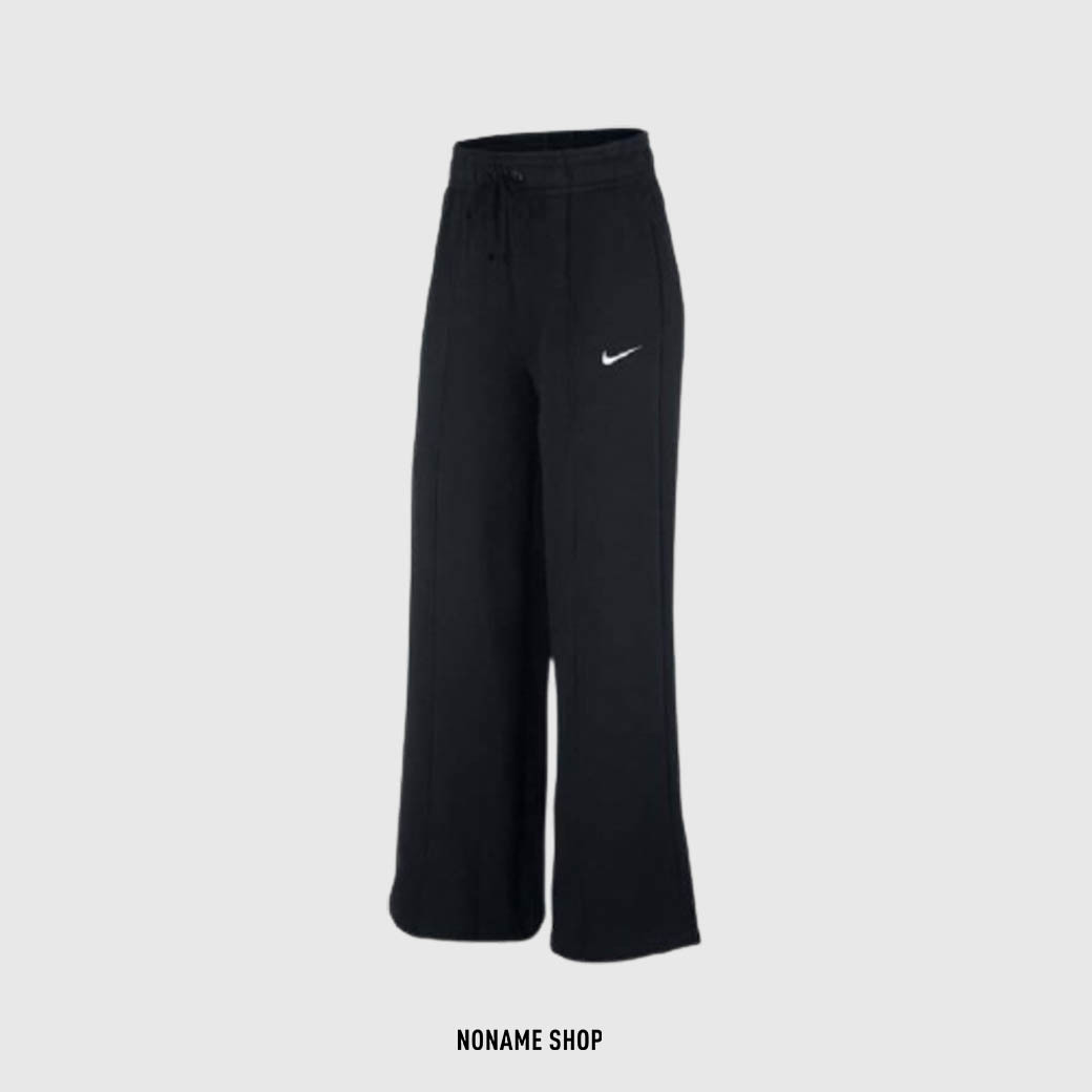 NIKE SPORTSWEAR TREND 黑 刺繡 小勾 刷毛 寬褲 長褲 休閒長褲