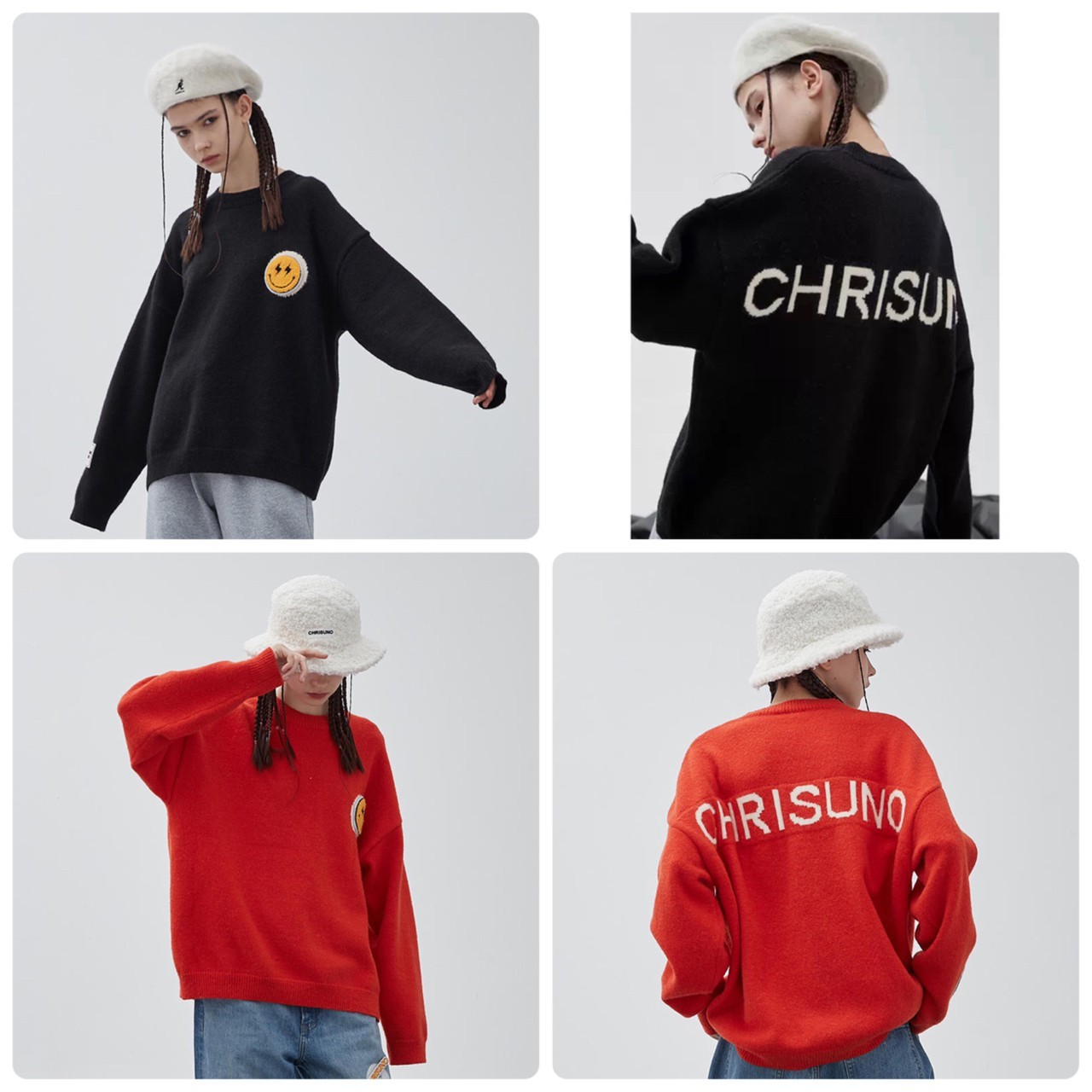 SSUR PLUS X CHRISUNO 聯名 閃電笑臉貼布 針織毛衣