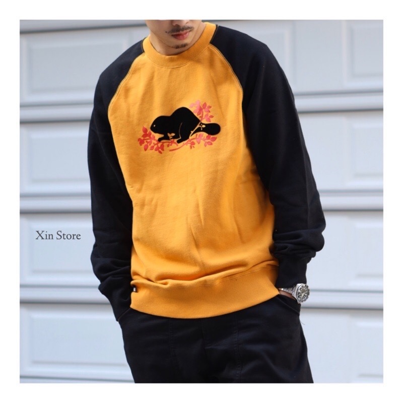 【現貨】Roots IVY Logo Crew 拼袖 大學Tee 黑黃 黑灰