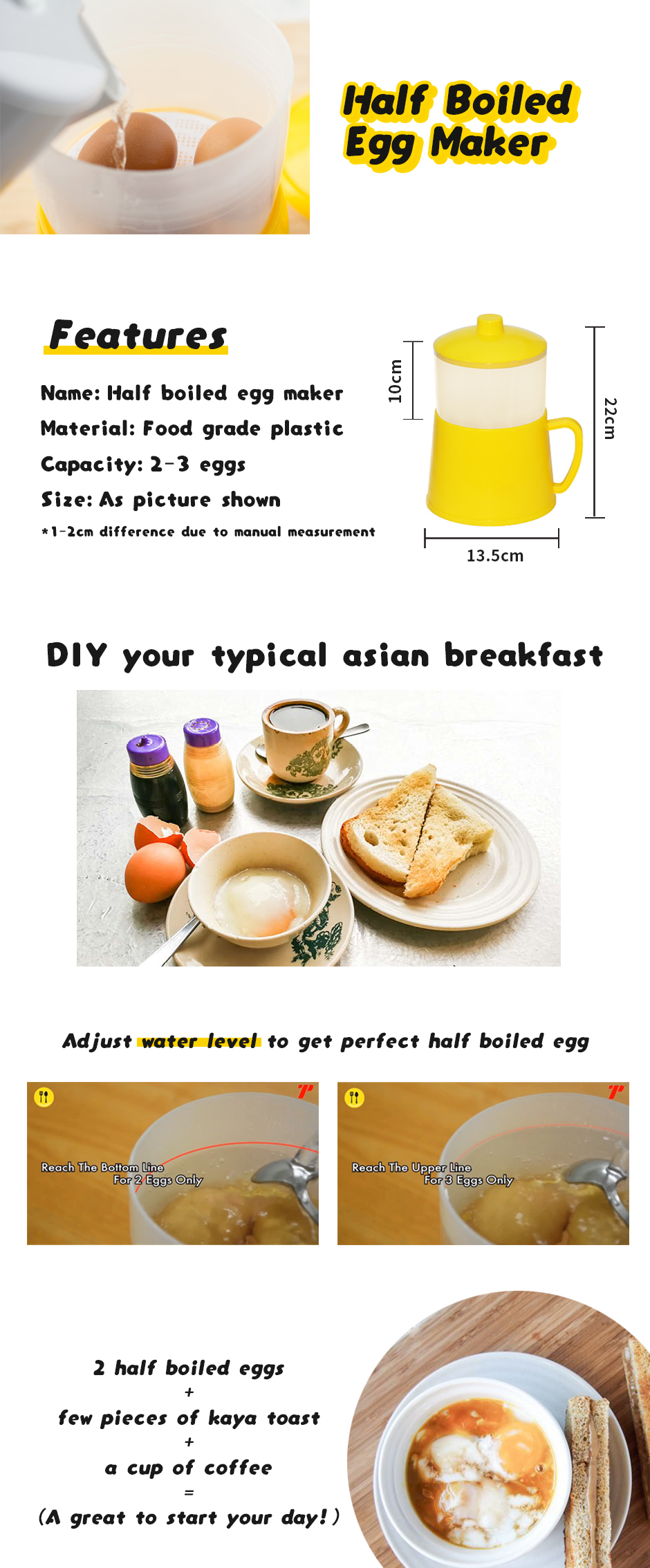 【WUCHT】Plastic Half Boiled Egg Maker / Half Boiler Egg Maker / Malaysian  Traditional Egg Container - Maximum 4 large eggs Egg Boiler Pink / Egg  Boiler