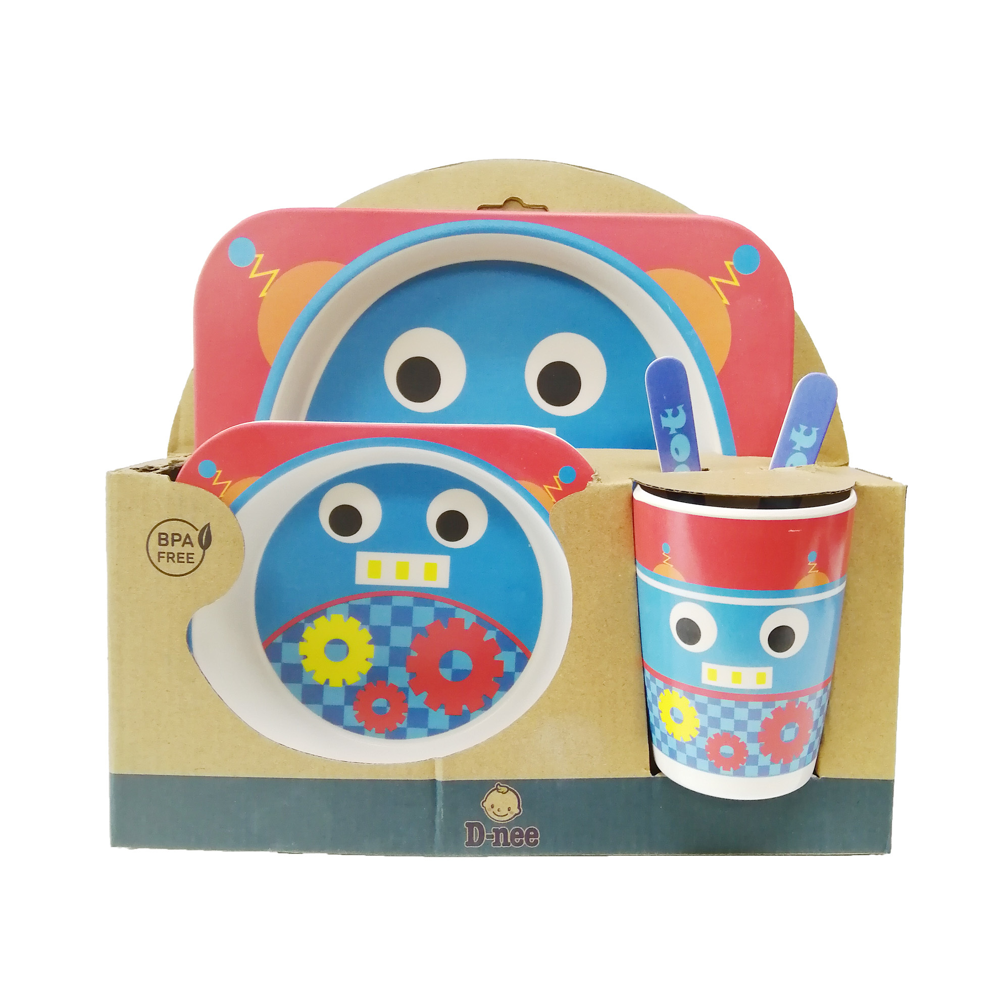 BPA FREE - 竹纖維兒童餐具套裝 紅色