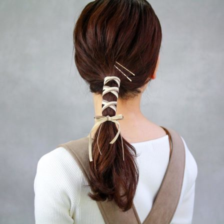 [日本制] 絨面X合皮髮繩髮夾SET