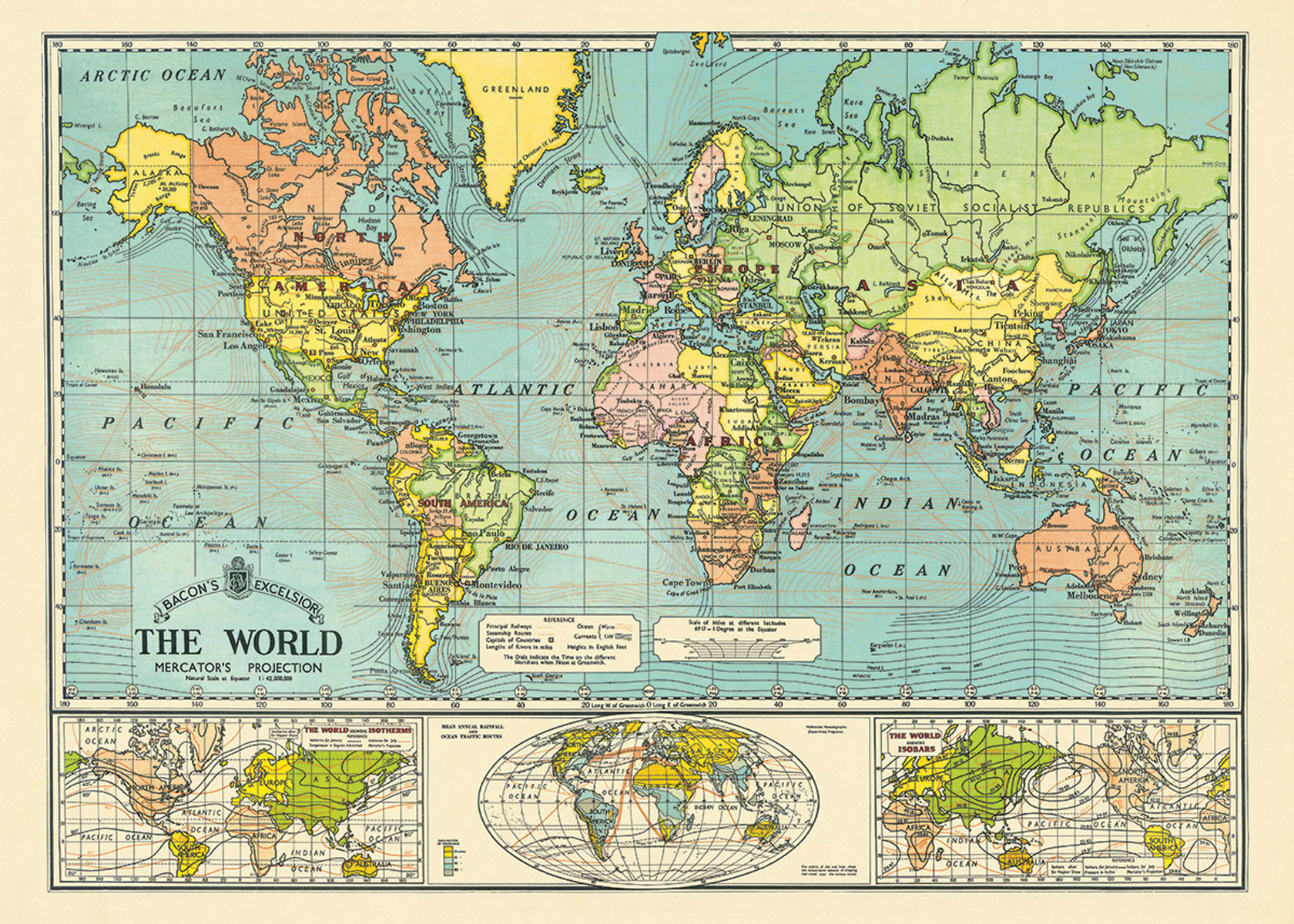 Cavallini｜美國 Cavallini & Co.包裝紙/海報 - 世界地圖 陸 World Map 6