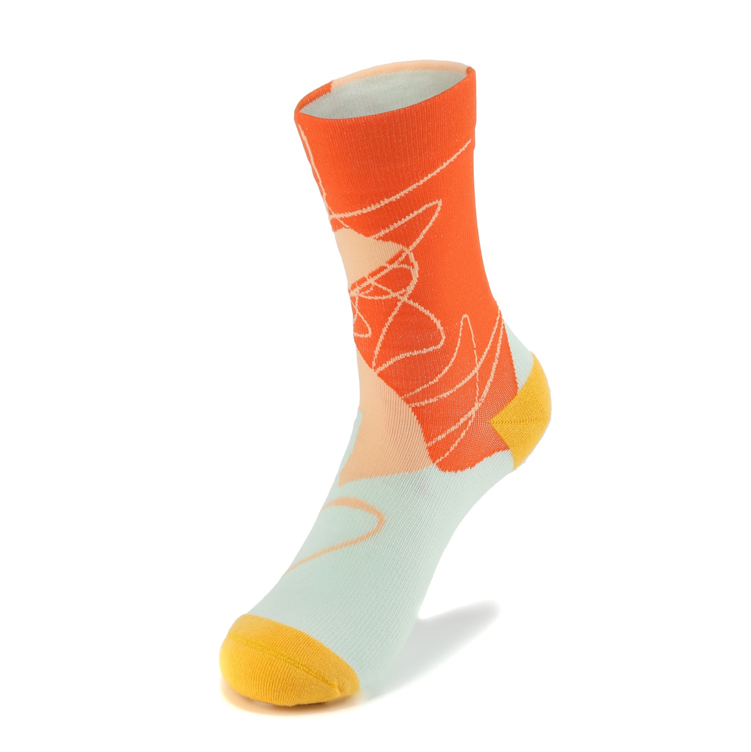 畫臉 · 橘｜藝術設計款．壓力3/4襪