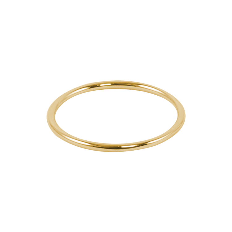 純銀戒指，女士戒指 窄邊圓環；簡約的造型（0723金色）