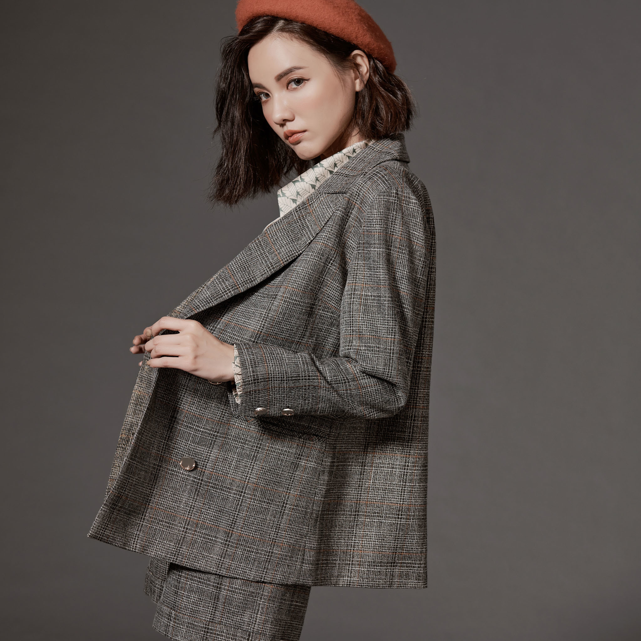 其他暢銷品 - 細金格紋雙排釦西裝外套