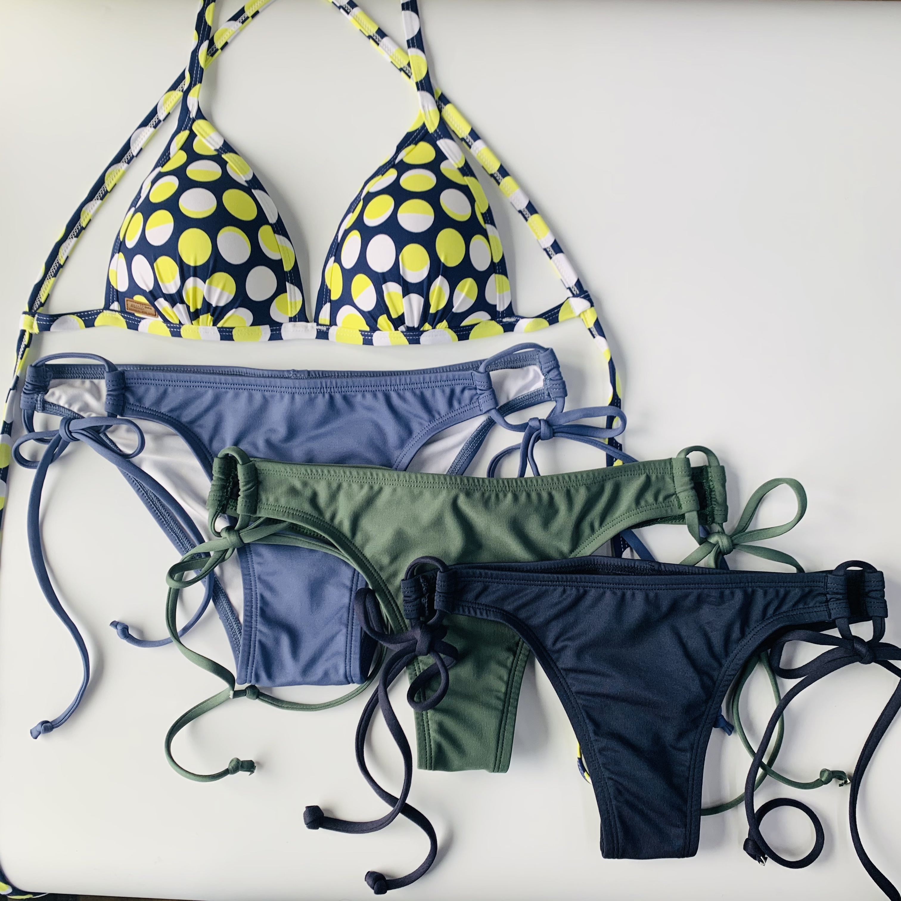 【D23波爾卡圓點黃】UPV 三角美胸綁帶上衣