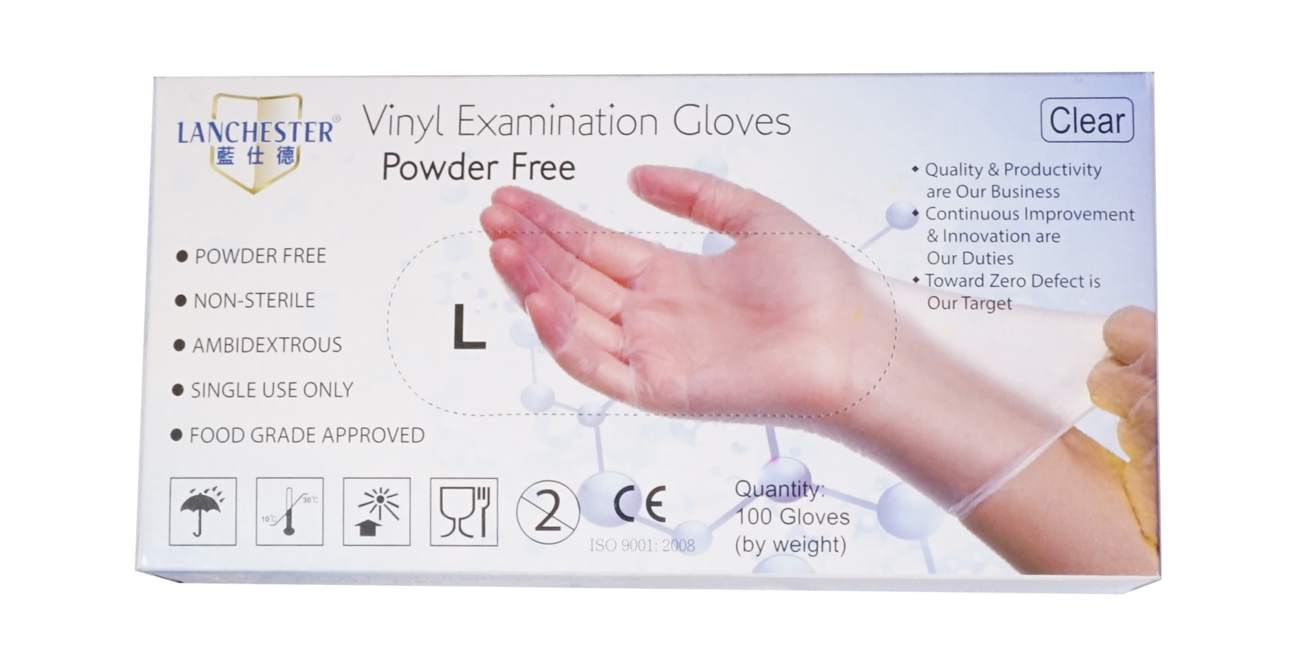 Vinyl Examination Gloves Power Free (Clear)(Disposable)