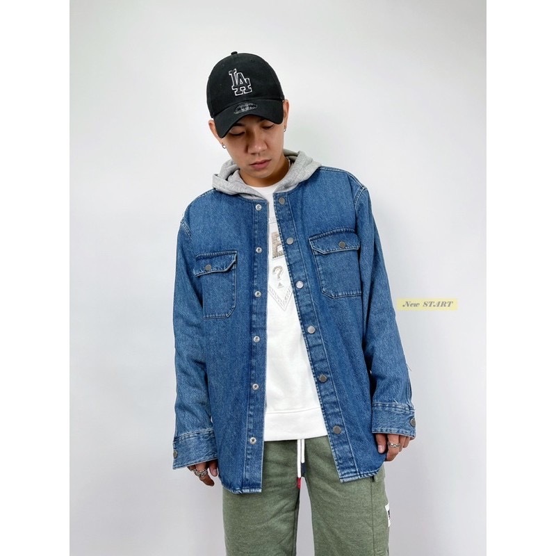 Tommy Jeans 雙口袋 連帽拼接 牛仔襯衫 連帽外套