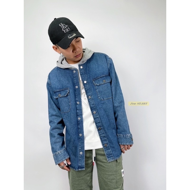 Tommy Jeans 雙口袋 連帽拼接 牛仔襯衫 連帽外套
