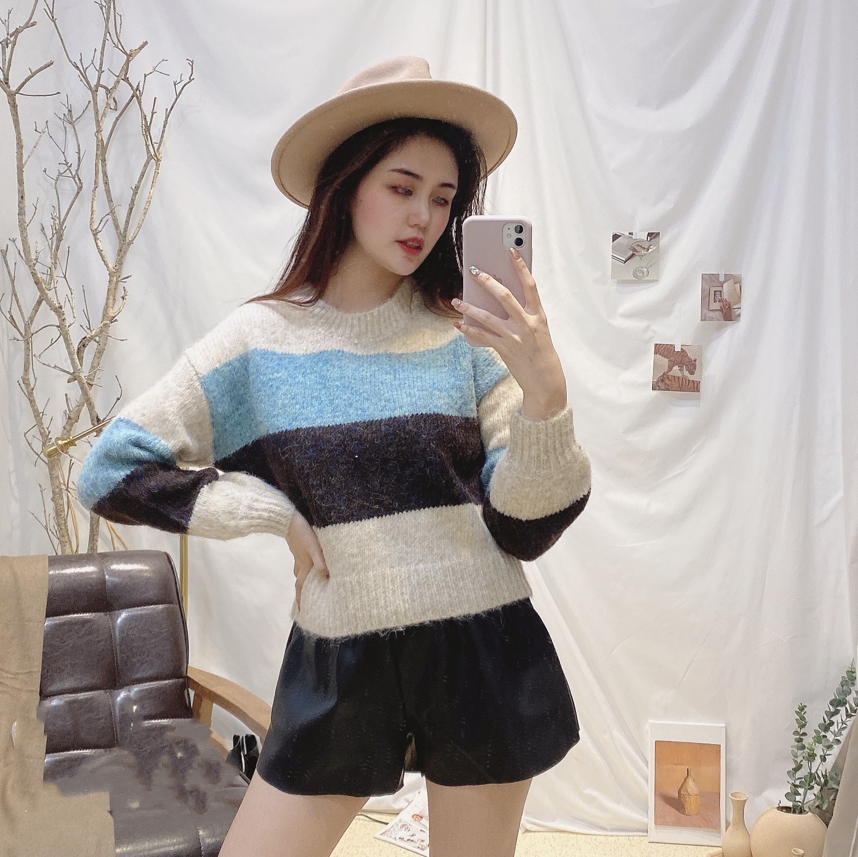 撞色拼接質感毛衣/二色