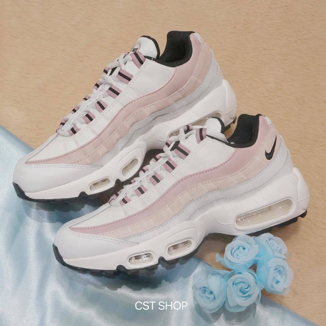 NIKE AIR MAX 95 Champagne 香檳粉馬卡龍刺繡勾勾拼接氣墊休閒