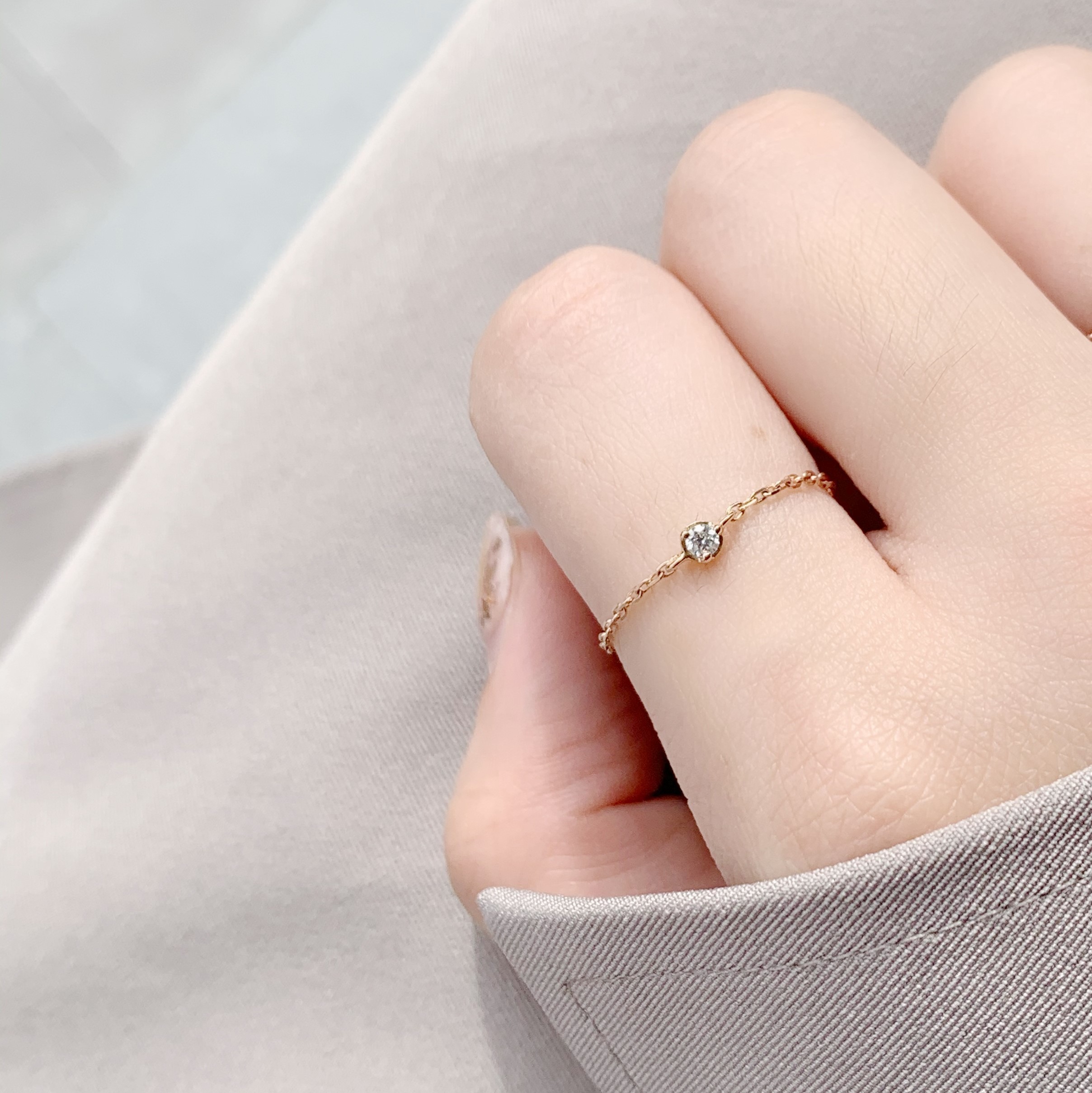 14K經典小圓三爪真鑽鏈戒