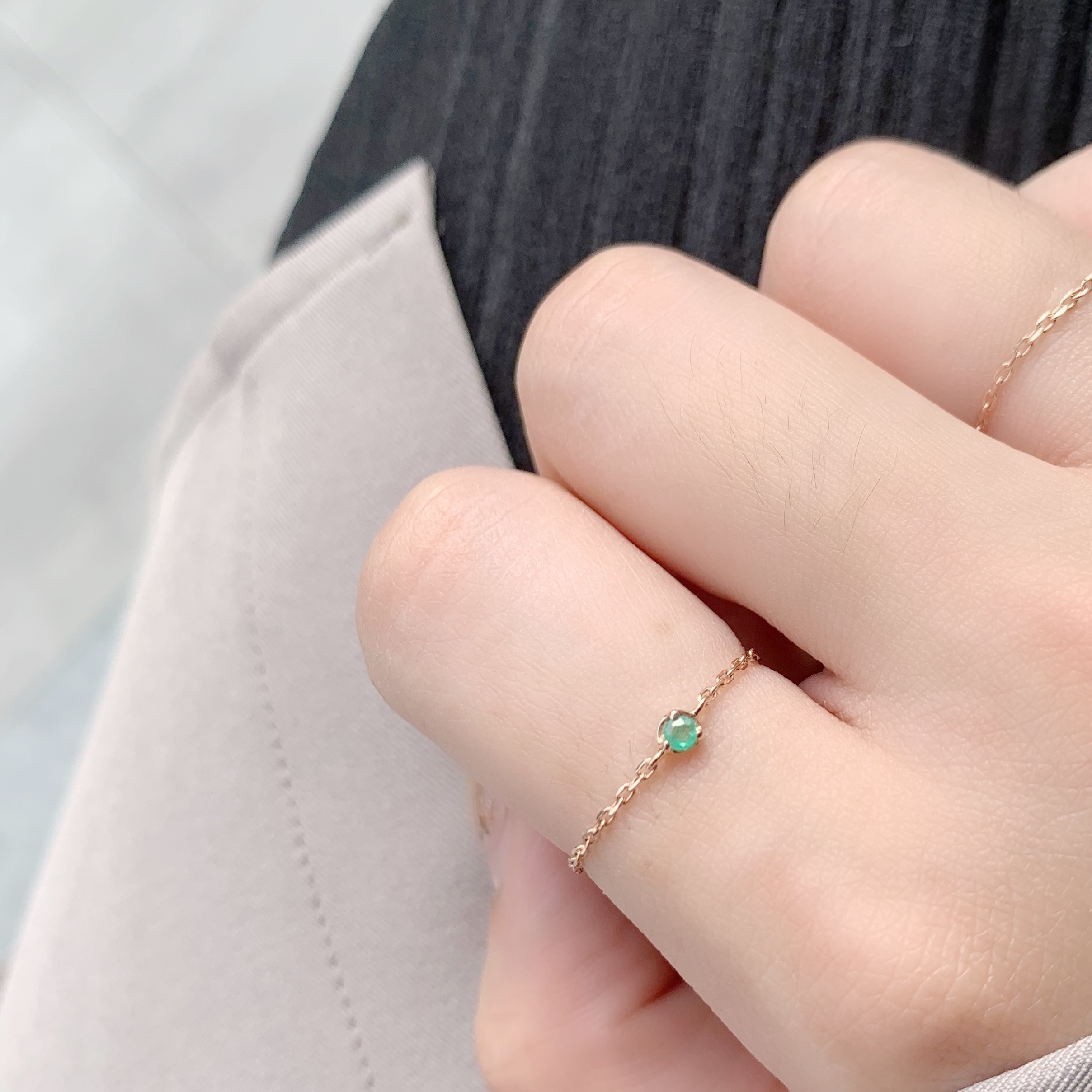 14K 經典小圓三爪祖母綠鏈戒