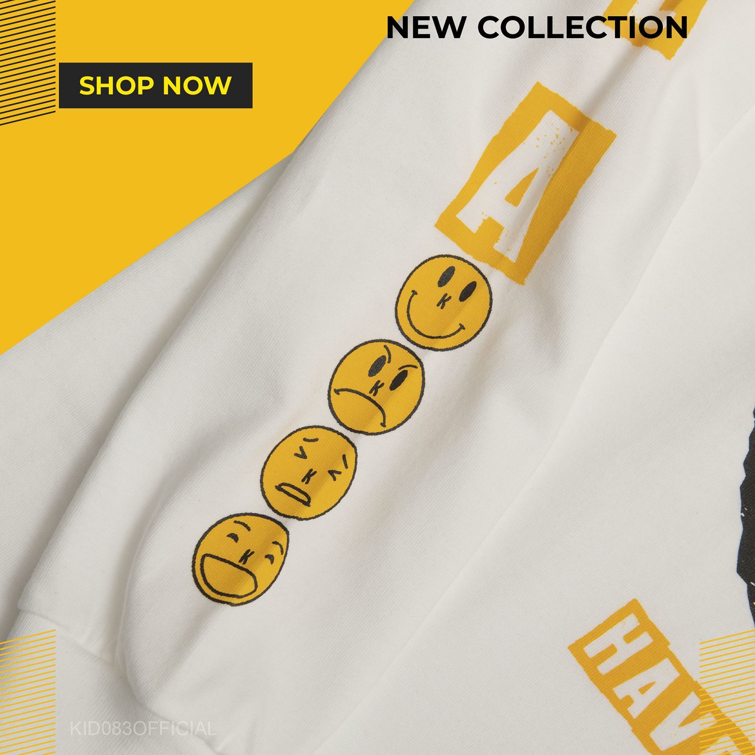 KID ® 黃色笑臉長T 白