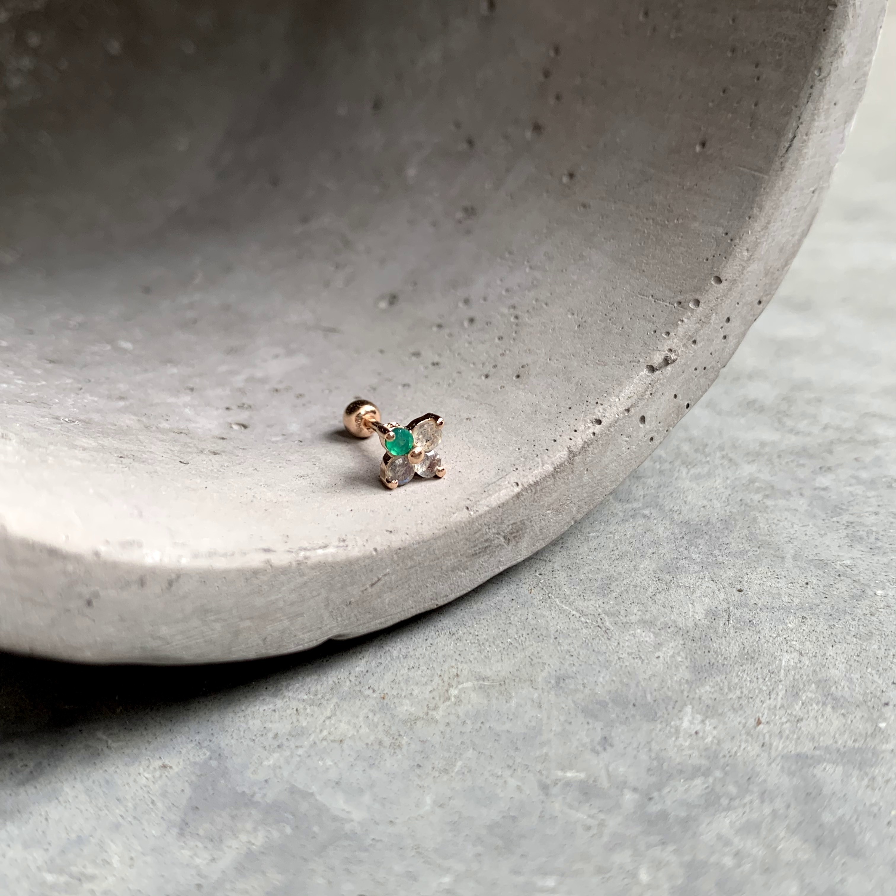 Fortune拉長綠瑪瑙轉珠耳環