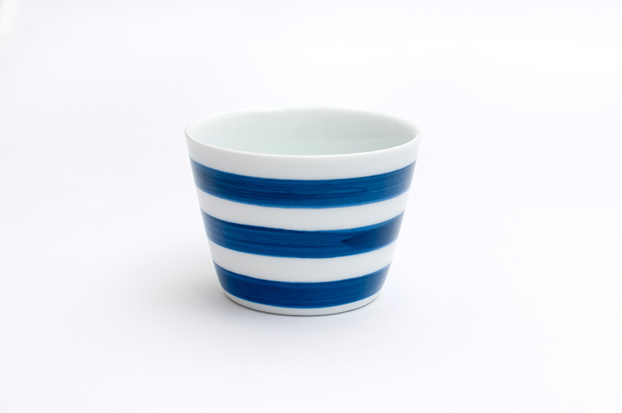 東屋-染付蕎麥豬口/輪線