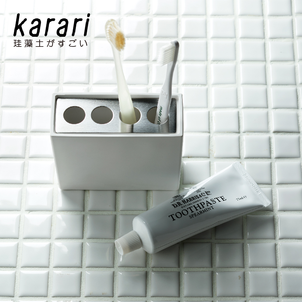 【日本Karari】珪藻土牙刷瀝水架(角型)HO-1839