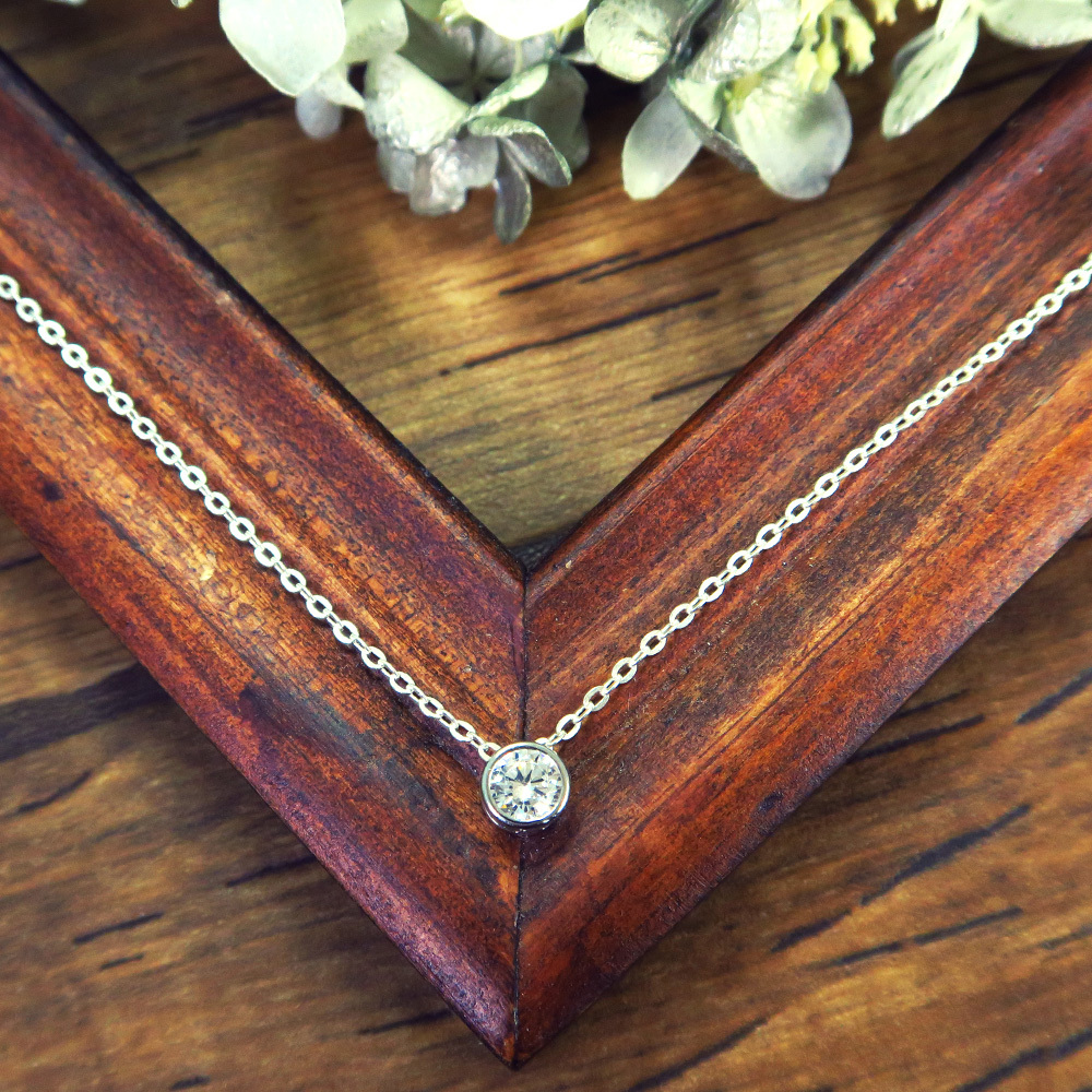 銀河星芒 圓形小鑽 純銀項鍊 (16吋/18吋可選)