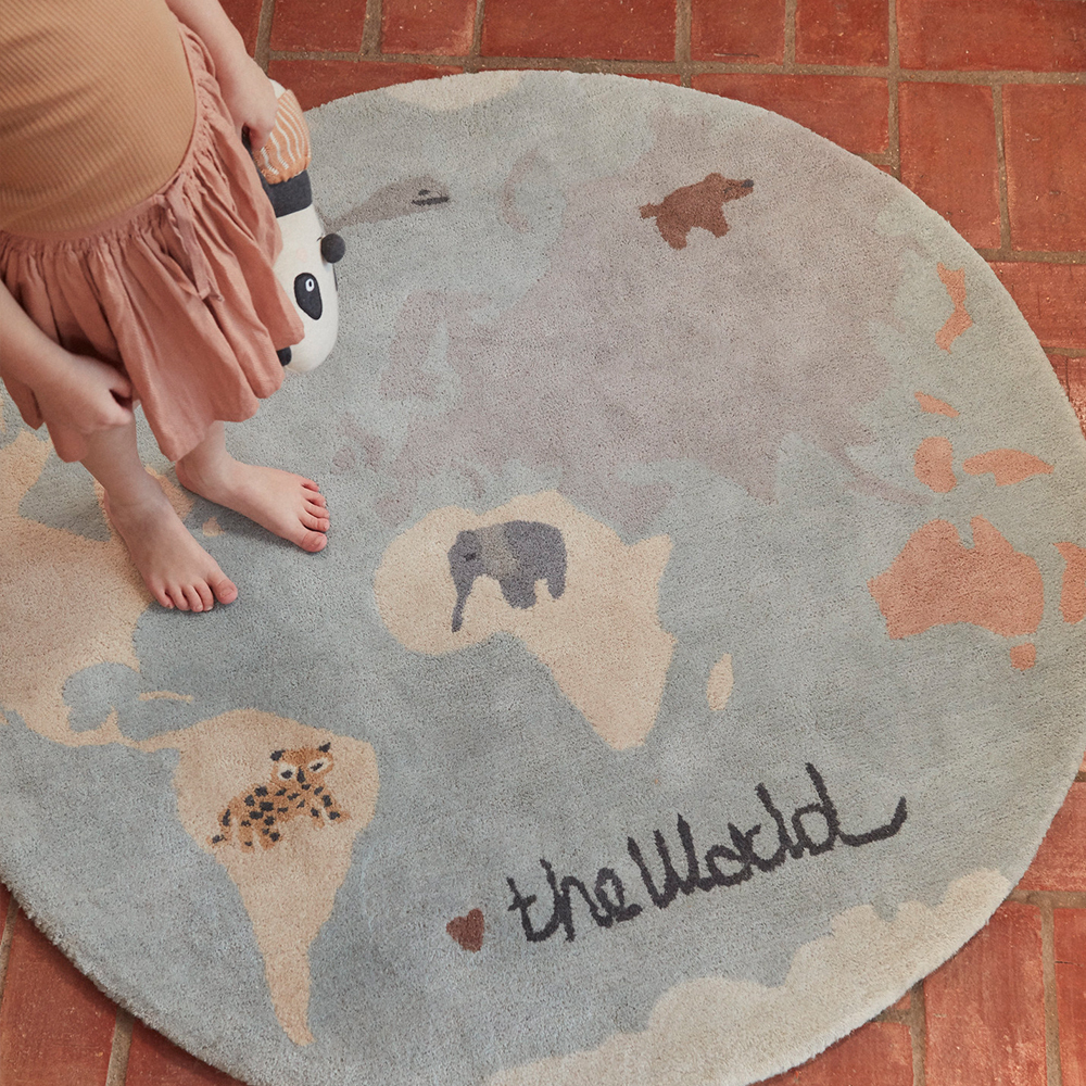 OYOY 造型手工羊毛地毯 / 世界動物地圖