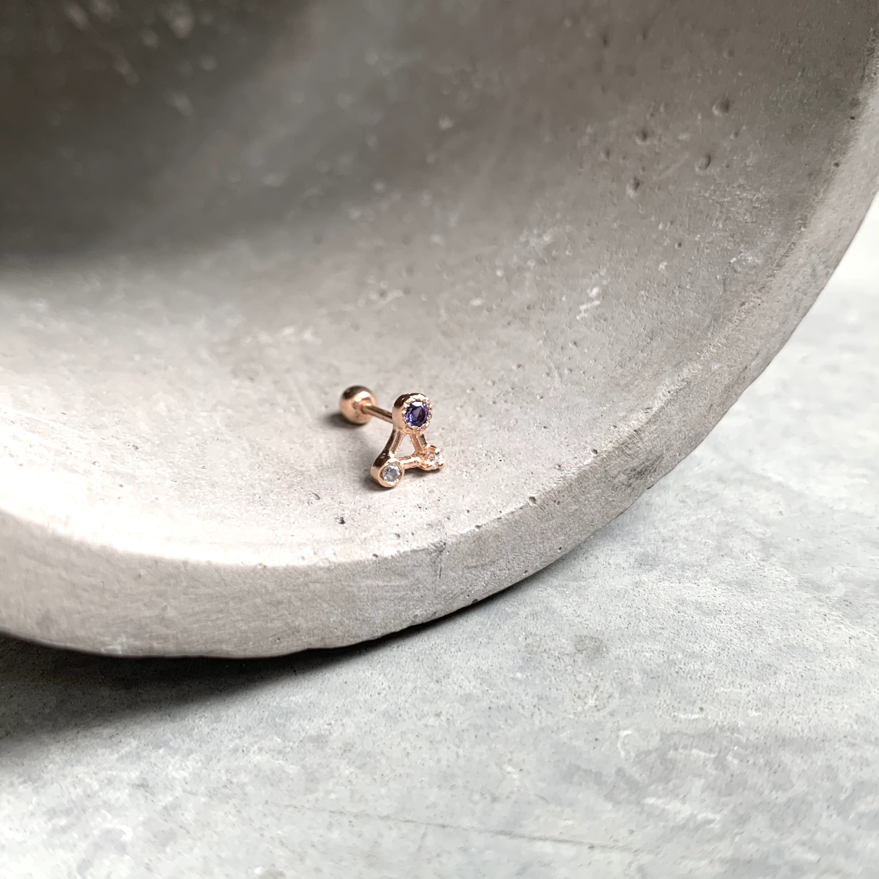 星空三角堇青托帕石轉珠耳環