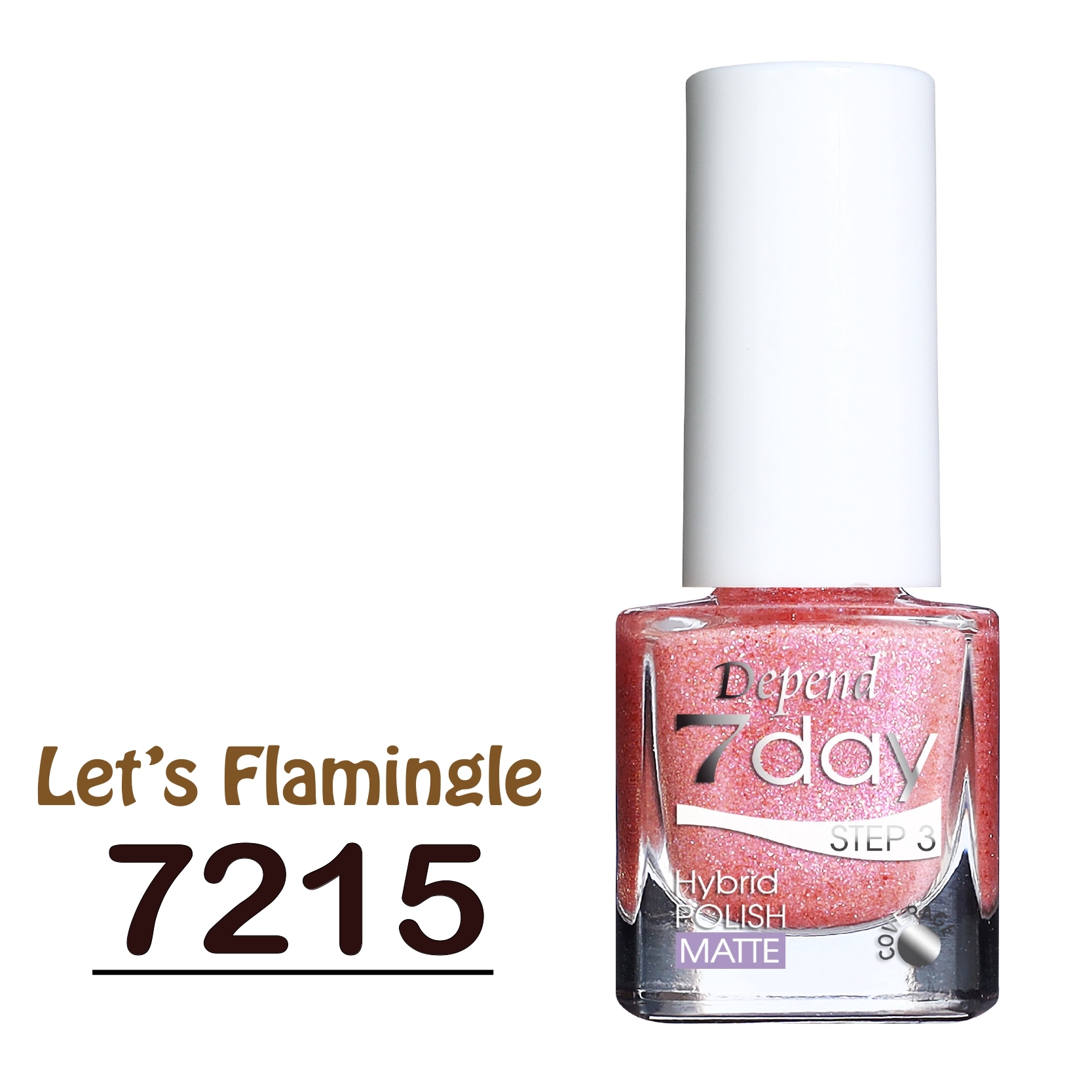 7day 仿GEL甲快乾甲油 7215 粉橘底色配粉紅金偏光砂閃 (不透明)