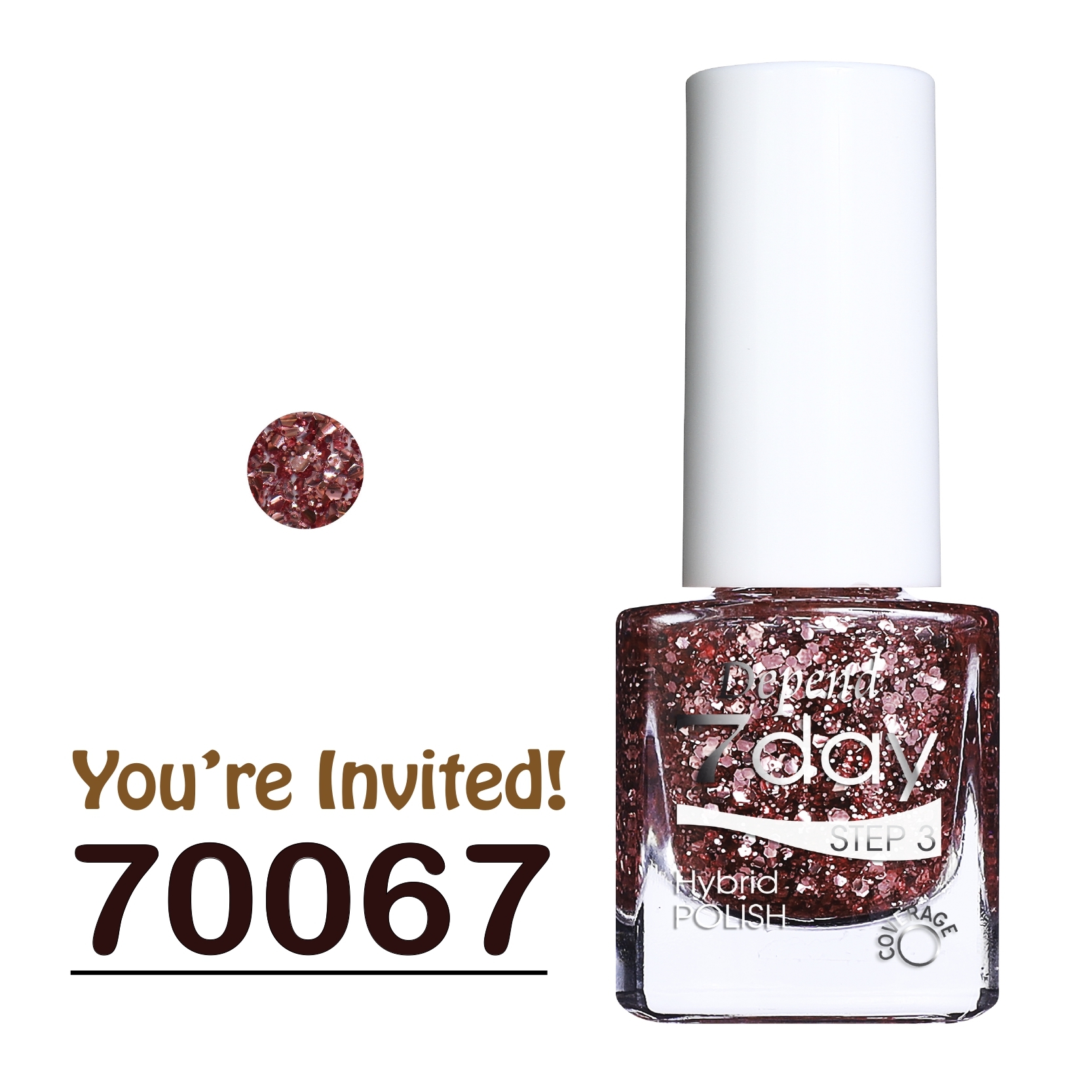 7day 仿GEL甲快乾甲油 70067 透明底色配玫瑰粉紅大小亮片 (透明)